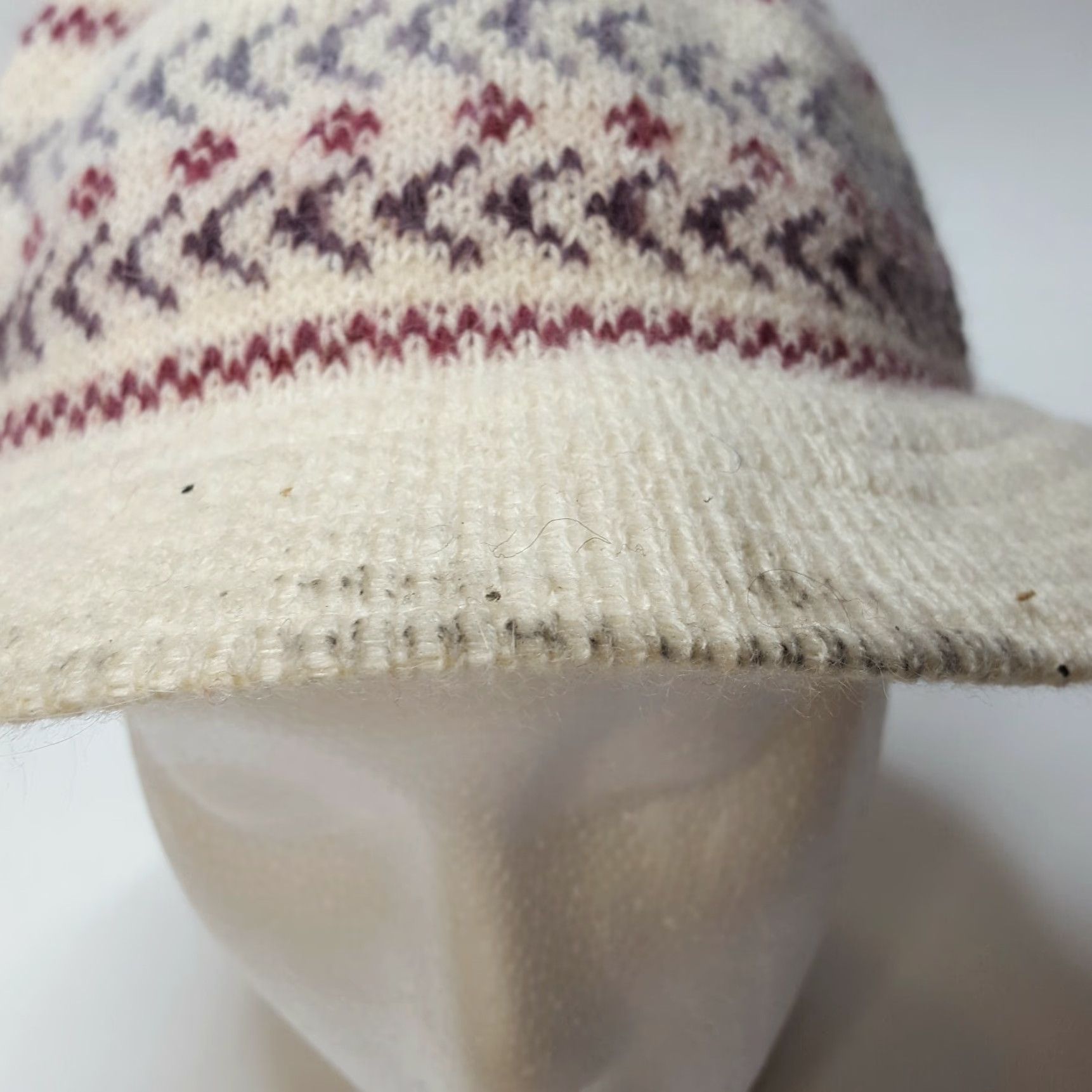 Vintage Vintage Women's 80s Knit Brim Bucket Hat Size Medium M White Winter Cap Warm Size ONE SIZE - 5 Thumbnail
