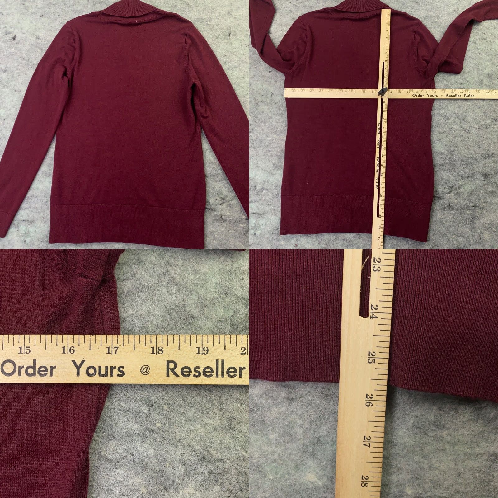 White House Black Market WHITE HOUSE BLACK MARKET Sweater Womens Medium Burgundy V-Neck Long Sleeve Classic Knit Size M / US 6-8 / IT 42-44 - 8 Thumbnail