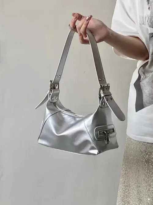 Designer Retro y2k versatile shoulder bag women's silver Size ONE SIZE - 3 Thumbnail