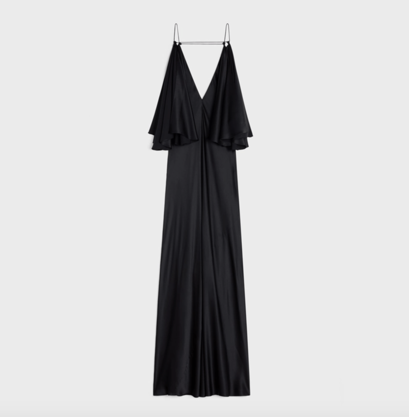 image of Celine O1W1Db10324 Long V-Neck Dress In Black, Women's (Size XL)