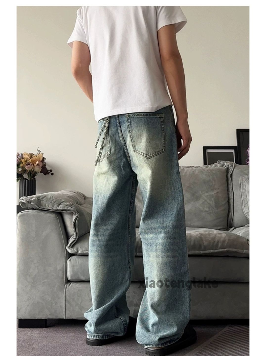 Jean × Vintage washed faded ripped damaged loose baggy jeans Size US 28 / EU 44 - 3 Thumbnail
