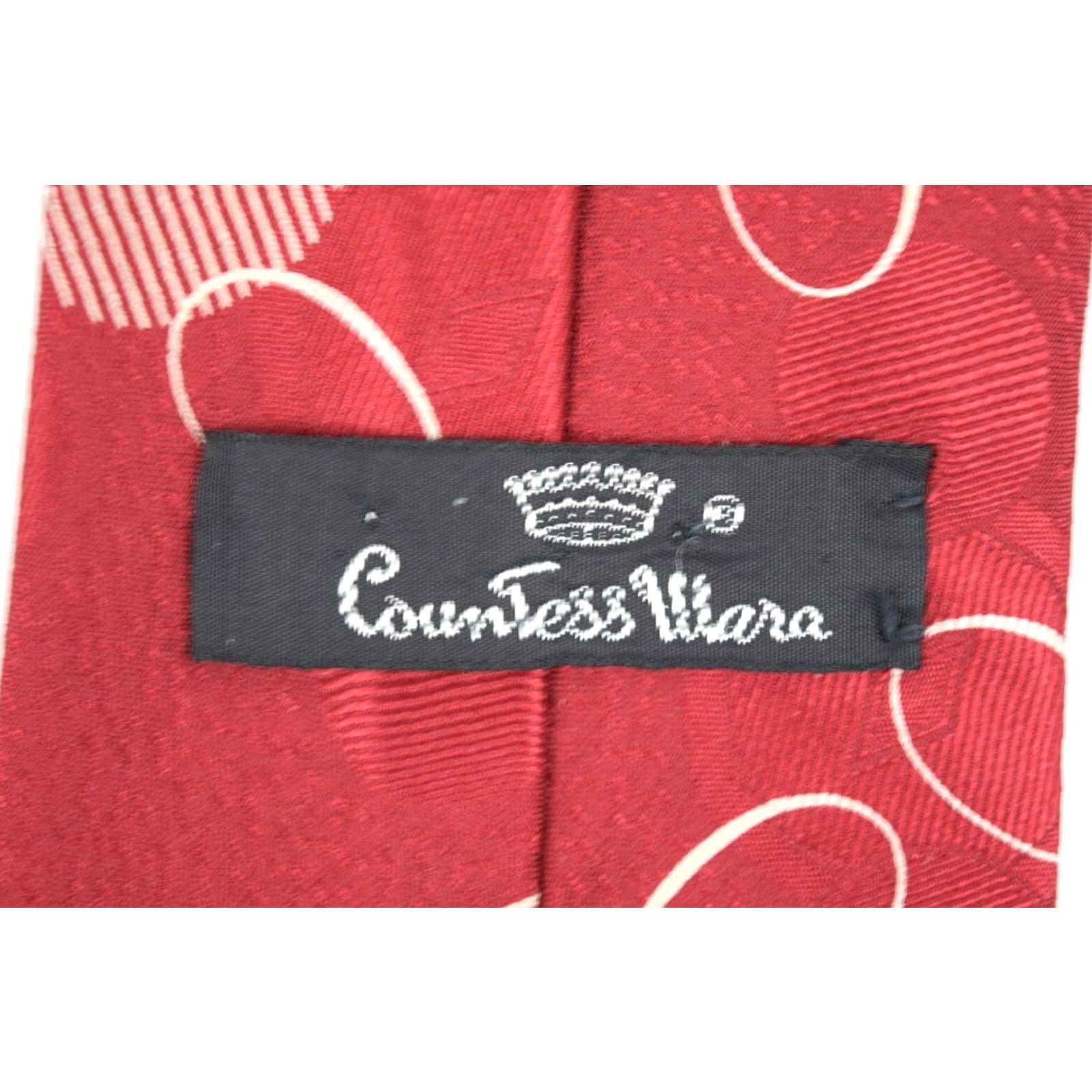 VINTAGE Countess Mara Neck Tie Silk Raspberry White 54.5 x 3.5 Adult Unisex Mod GoGo 50s 60s