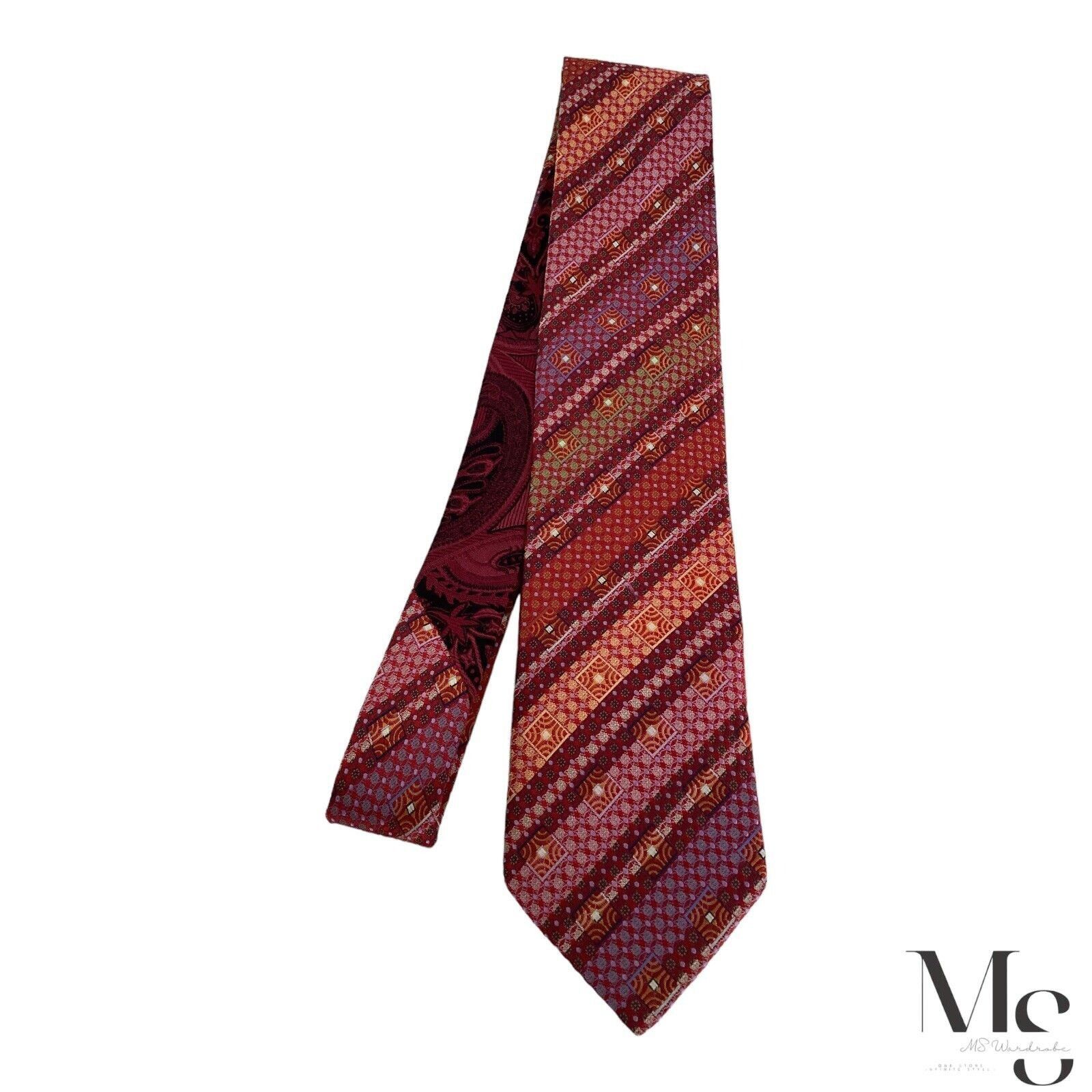 Robert Graham ROBERT GRAHAM XL Orange & Purple Striped Silk Tie Made In US Size ONE SIZE - 7 Thumbnail