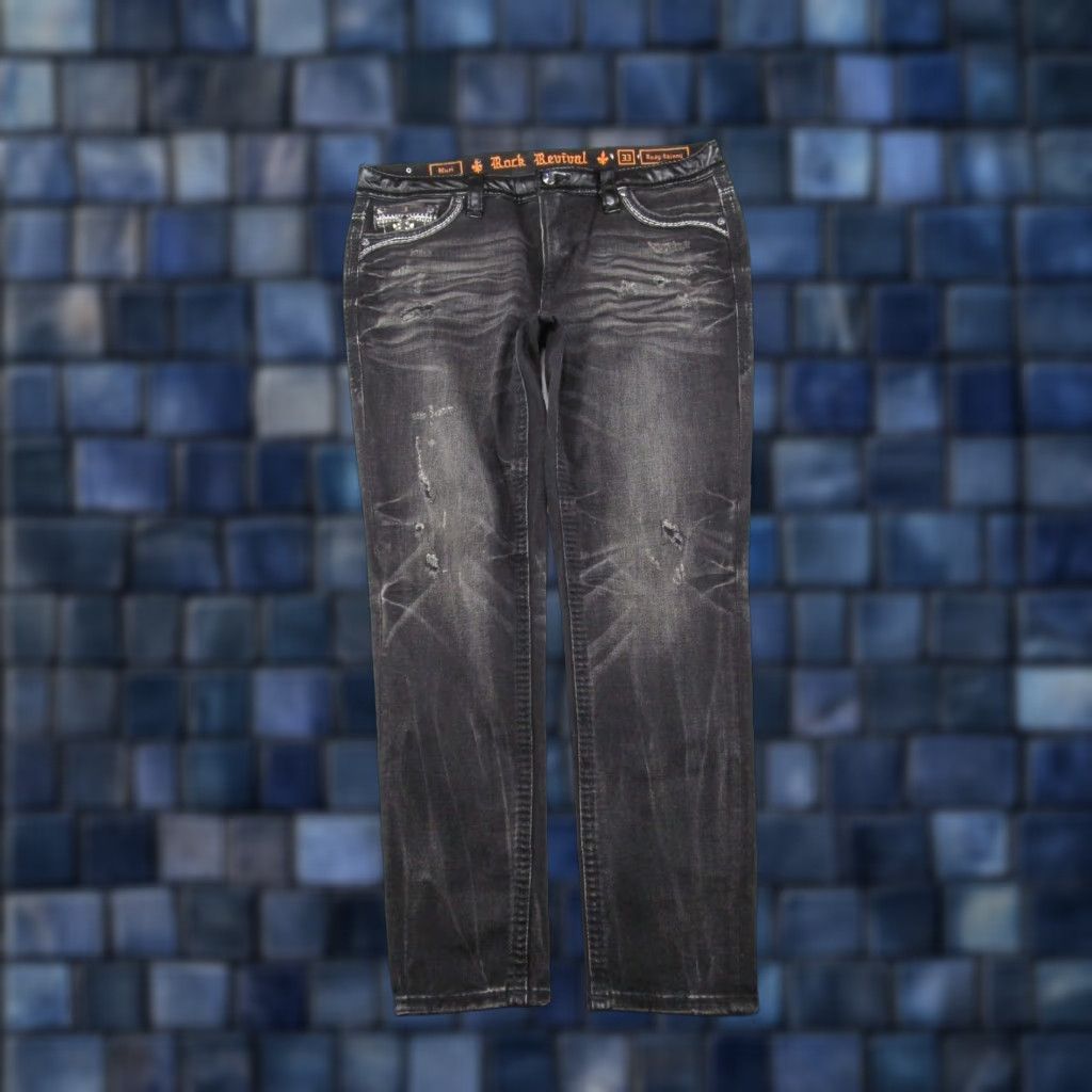 Vintage VINTAGE ROCK REVIVAL NURI EASY SKINNY SIZE 33 LIMITED EDITION BLACK JEANS 336/935 RARE Size 24" / US 00 / IT 34 - 1 Thumbnail
