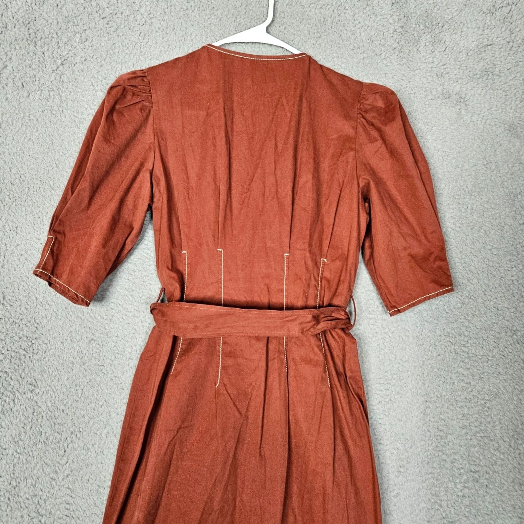 Asos ASOS Women’s Rust Utility Midi Dress Tie Waist Button Front Pockets XS US 0 Dress Size XS / US 0-2 / IT 36-38 - 6 Thumbnail