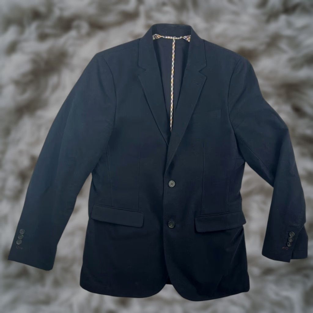 Charles Tyrwhitt Charles Tyrwhitt Blazer Jacket Men’s 40R 100% Cotton Flannel Black Two-Button Double-Vented Notch Lapel House Casual Formal Vintage No Size 40R - 1 Thumbnail
