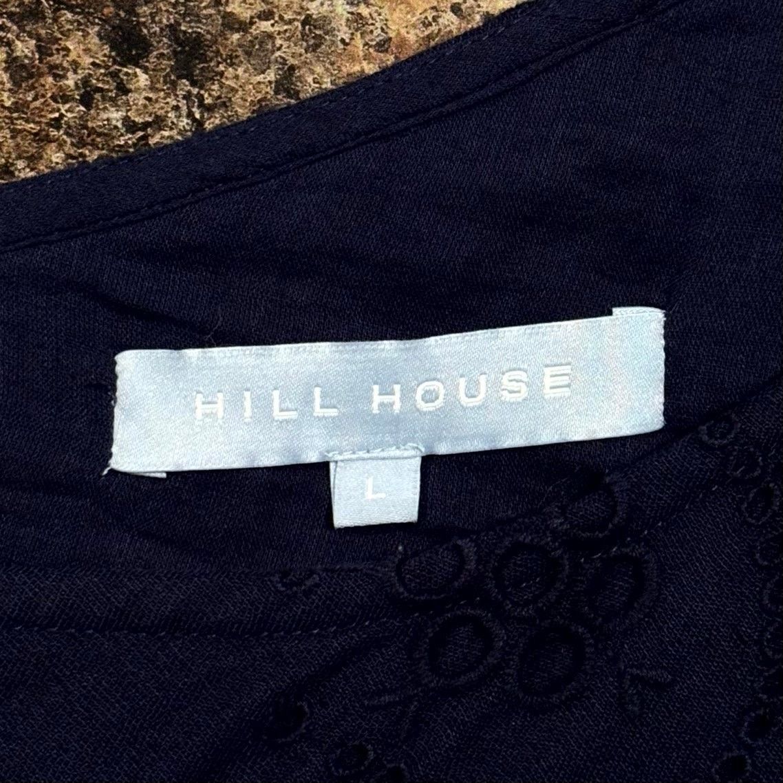 Hill House Hill House One Shoulder Dress Linen Embroidered Navy Blue L Size L / US 10 / IT 46 - 3 Thumbnail