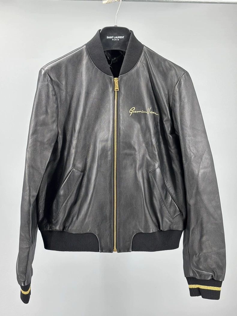 Versace Versace Women's Black Leather Embroidered Jacket- dmc Size L / US 10 / IT 46 - 1 Thumbnail