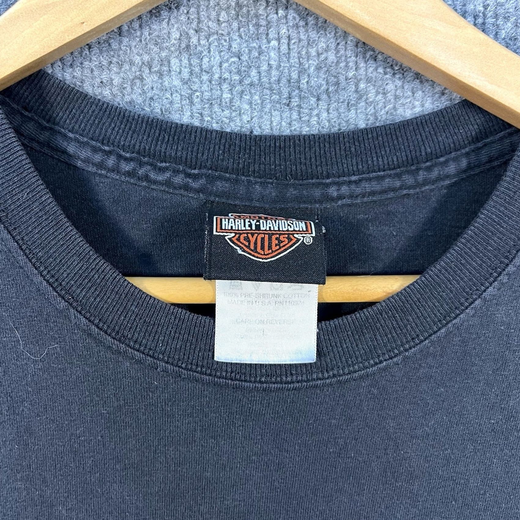 Harley Davidson VINTAGE Harley-Davidson Shirt Mens L Black Graphic Print Crew Neck Short Sleeve USA Biker Flag Motorcycle Patriotic Grand Canyon Size US L / EU 52-54 / 3 - 6 Thumbnail