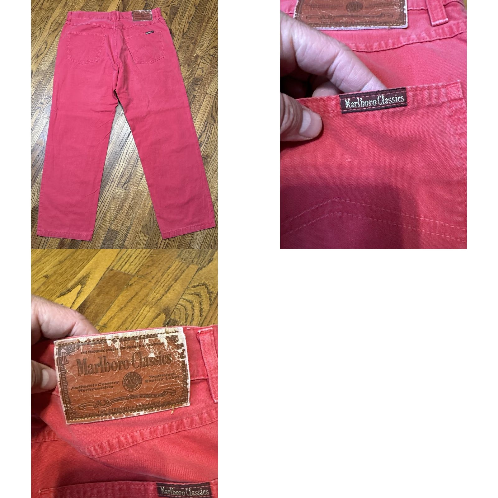 Marlboro VINTAGE Marlboro Classics Pants Red Canvas Straight Leg Workwear 90s 34x30 Mens Size US 34 / EU 50 - 8 Thumbnail
