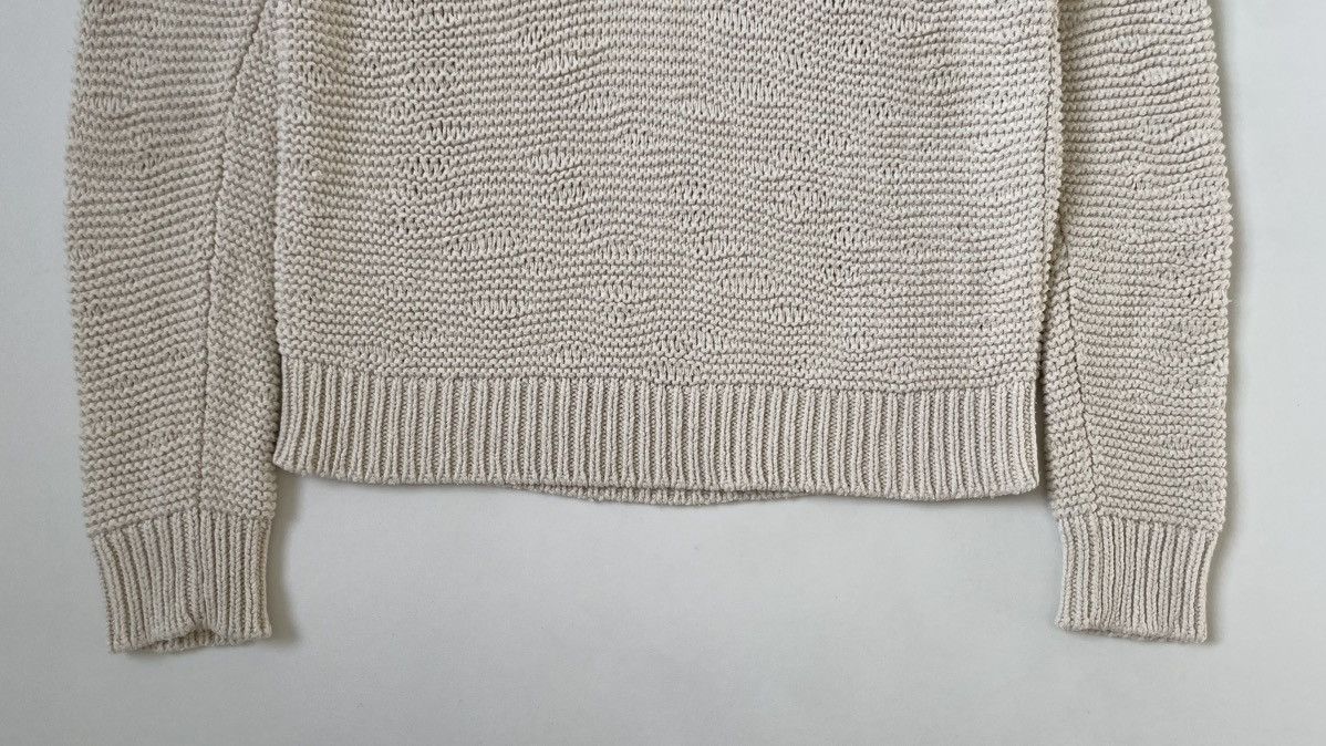 Maison Margiela Sample Textured Cream Cotton V Neck Sweater Size US M / EU 48-50 / 2 - 6 Thumbnail