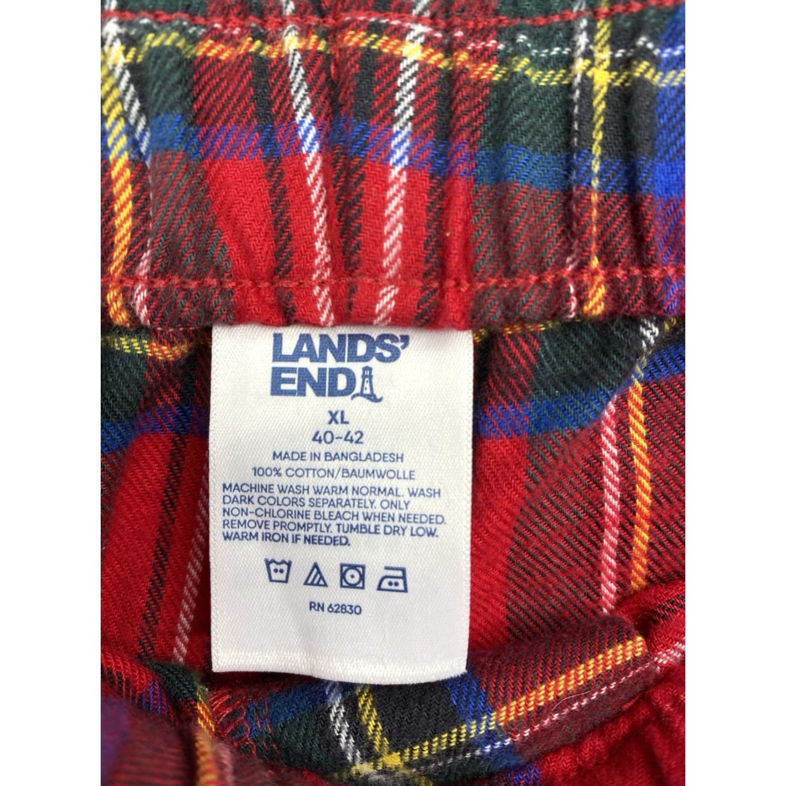 Lands' End Lands' End Pajama Pants Mens XL Red Flannel Drawstring Pockets Classic Lounge Plaid 100% Cotton Sleep Pants Size US 36 / EU 52 - 6 Thumbnail