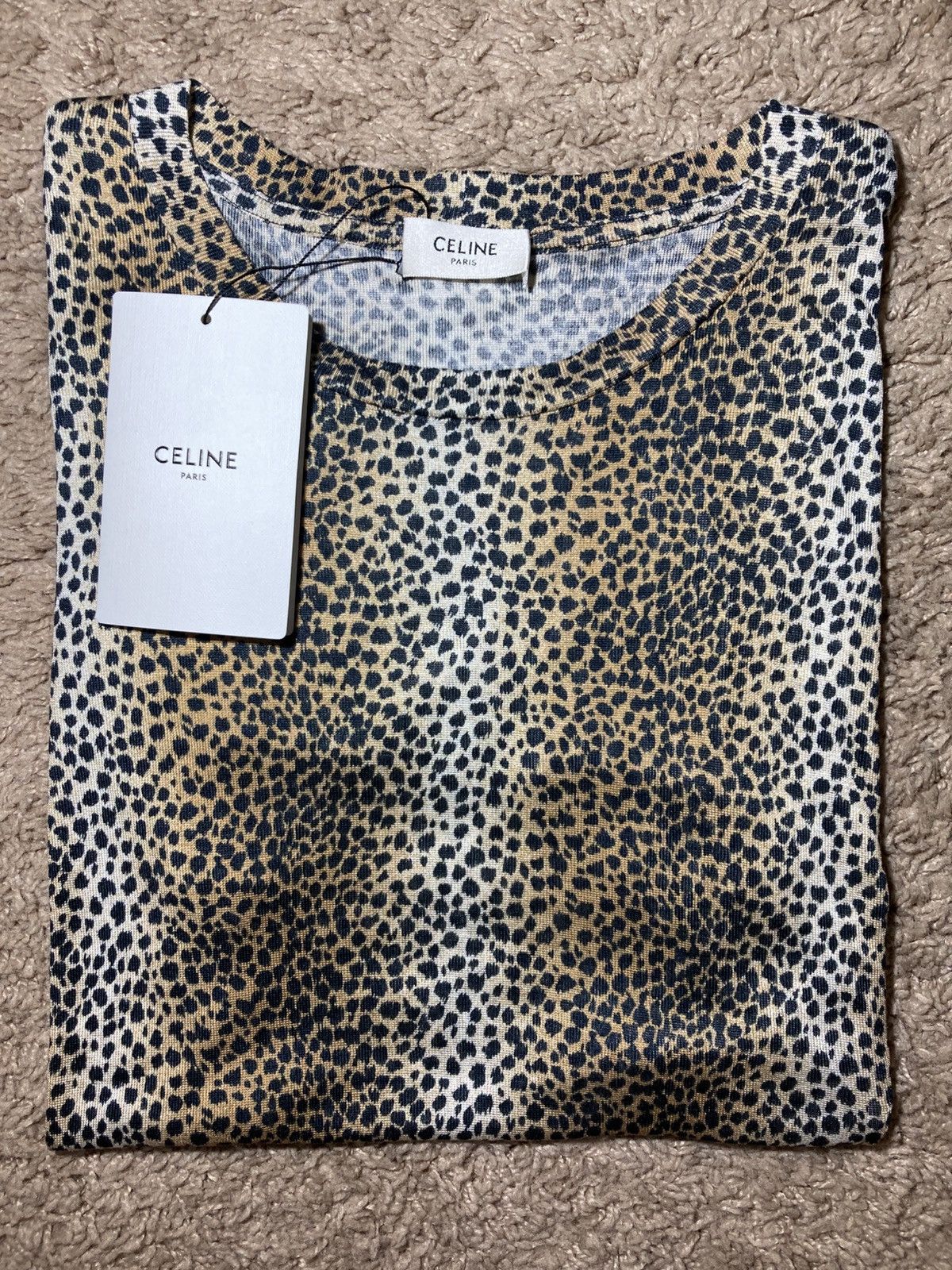 Celine SS19 Celine Cheetah Silk Shirt Crew 2019 Animal Print Hedi Size US S / EU 44-46 / 1 - 1 Thumbnail