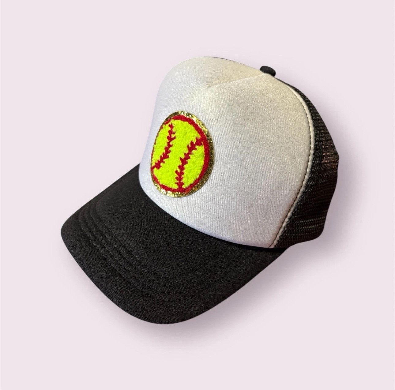 Vintage Women’s Yellow Softball Mesh Truckers Hat Cap Black Size ONE SIZE - 1 Thumbnail