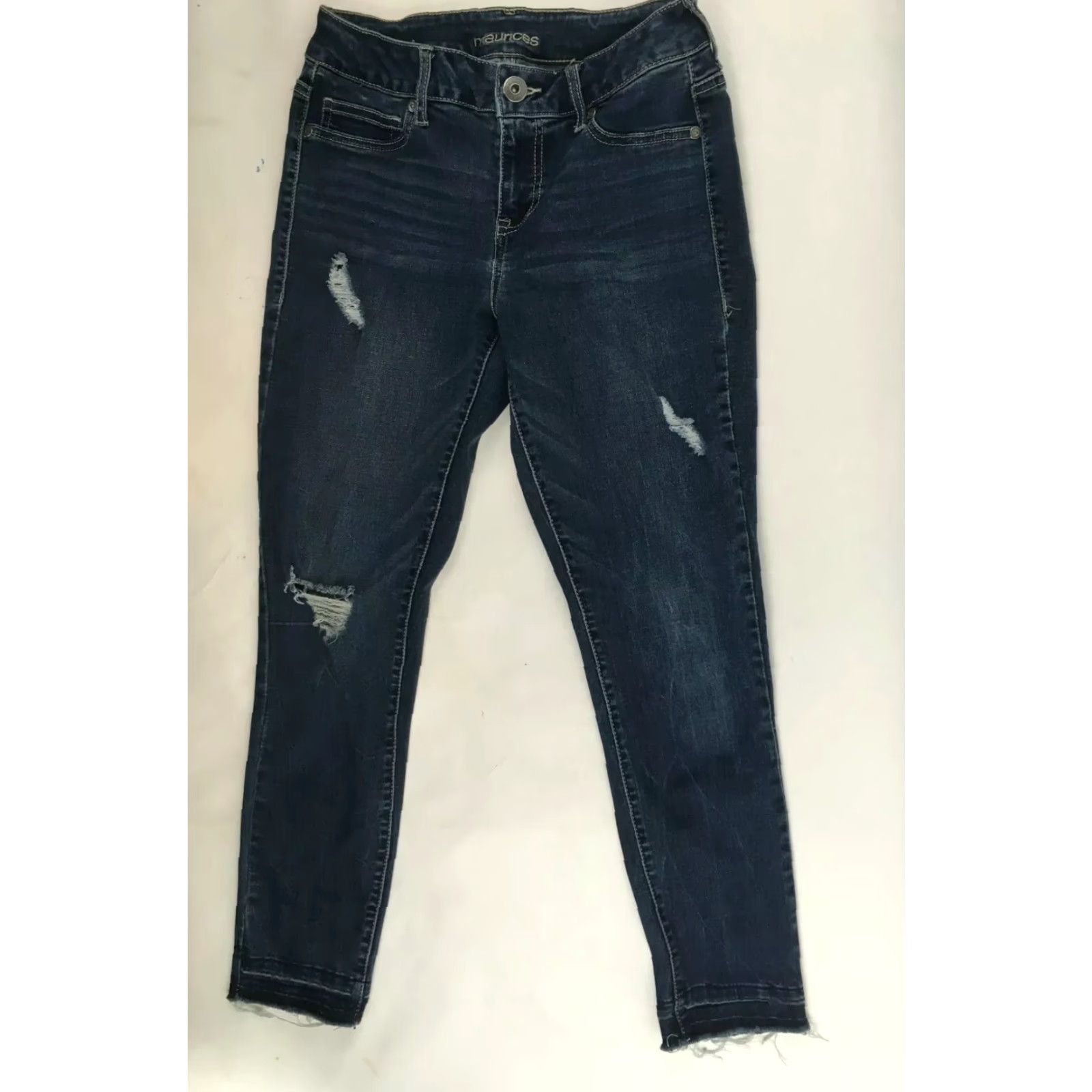 Vintage Maurices Jeans Denim, Distressed Women's Size Small Regular (S-R) Raw Hem Blue Denim Shirt? Size 28" / US 6 / IT 42 - 2 Thumbnail
