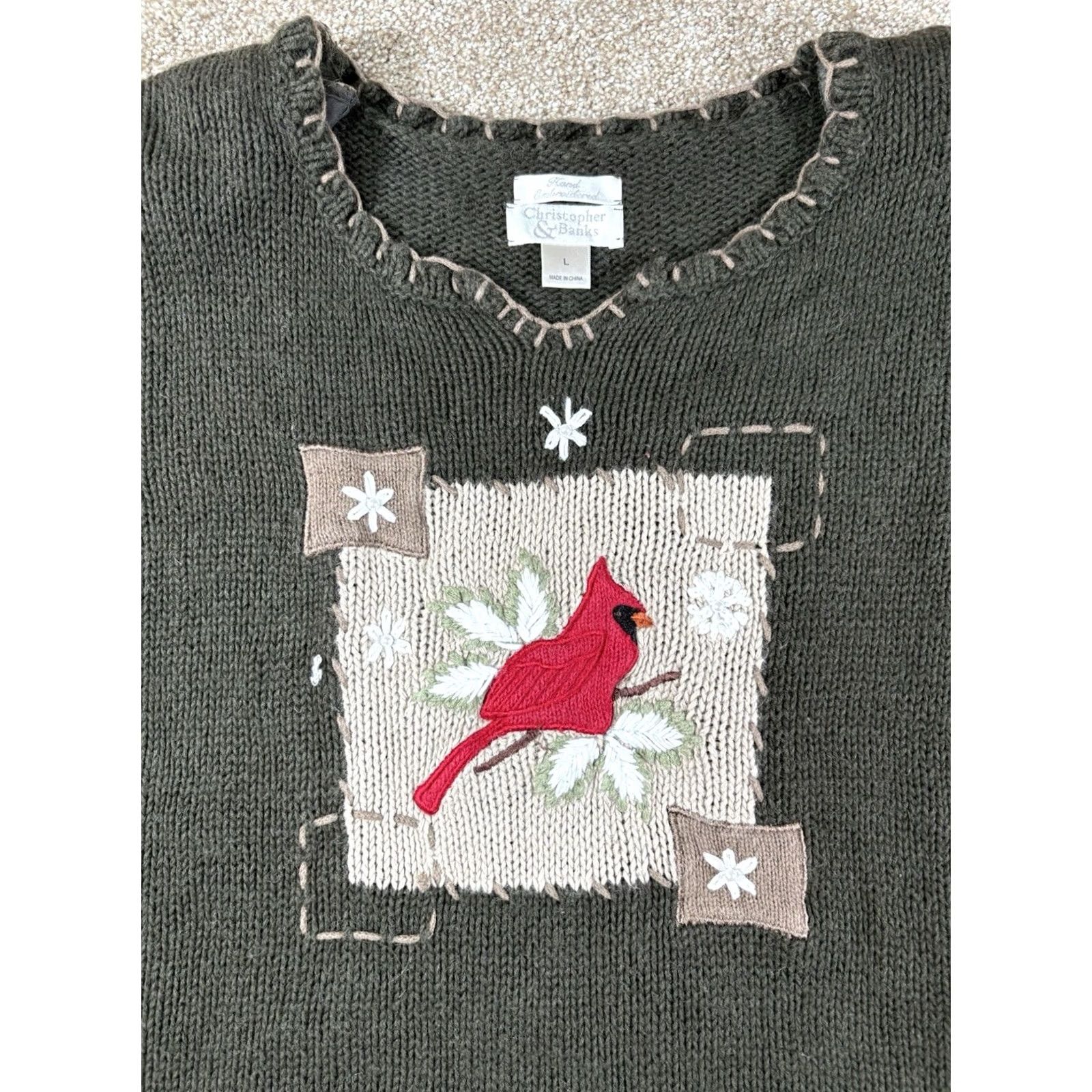 Vintage Christopher & Banks Womens Cardigan? Wait: Use original words only. Size L / US 10 / IT 46 - 3 Thumbnail
