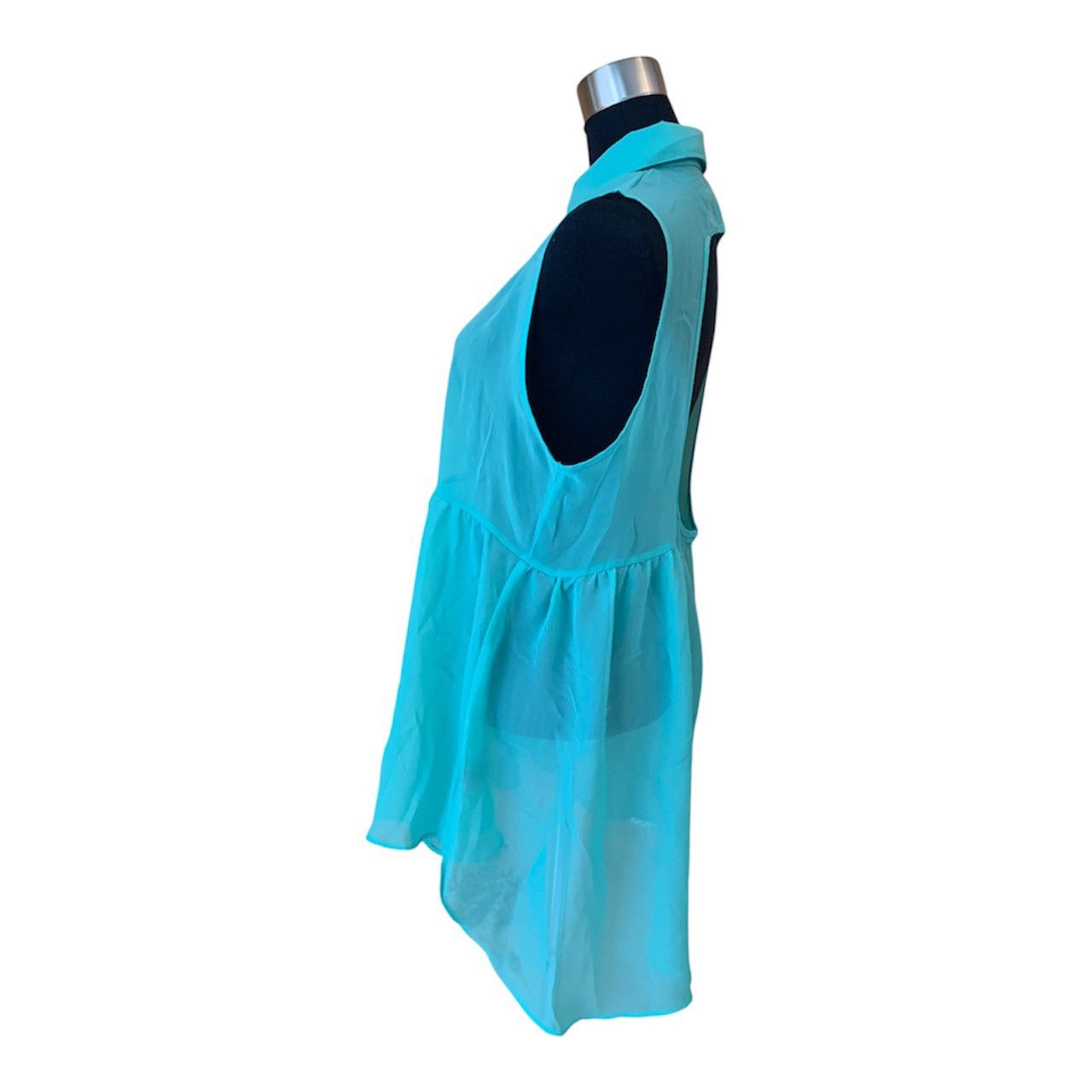 Vintage Vintage Y2K Teal Sheer Chiffon Sleeveless Babydoll Blouse Size M / US 6-8 / IT 42-44 - 6 Thumbnail