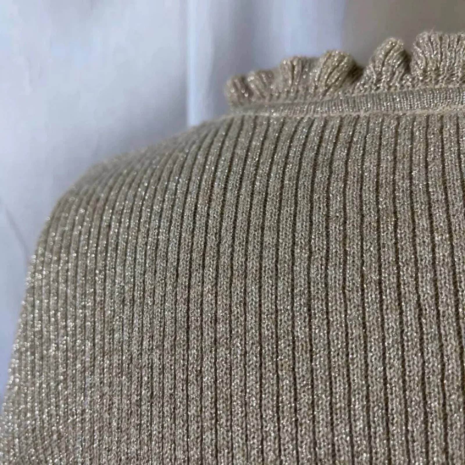 Vintage VTG Y2K Liz Claiborne Lizsport Petite Gold Shimmer Sweater Size S / US 4 / IT 40 - 11 Thumbnail