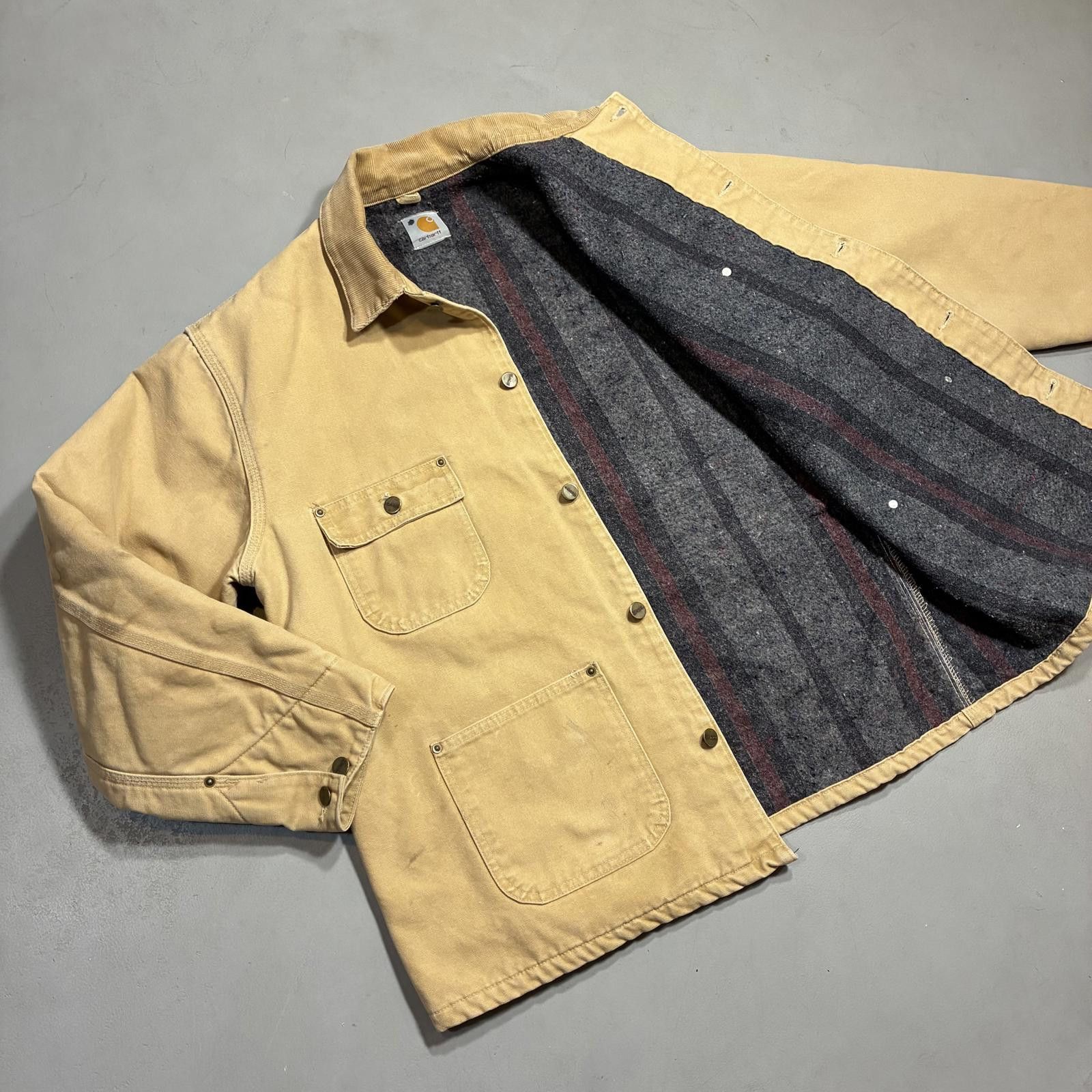 Carhartt Vintage Carhartt C01 Canvas Chore Jacket Tan Blanket Lined Size US L / EU 52-54 / 3 - 2 Thumbnail