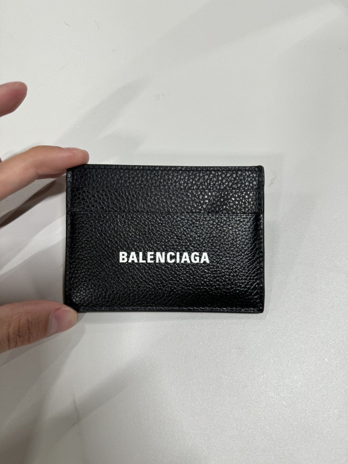 Pre-owned Balenciaga Logo Printed Card Holder In Black