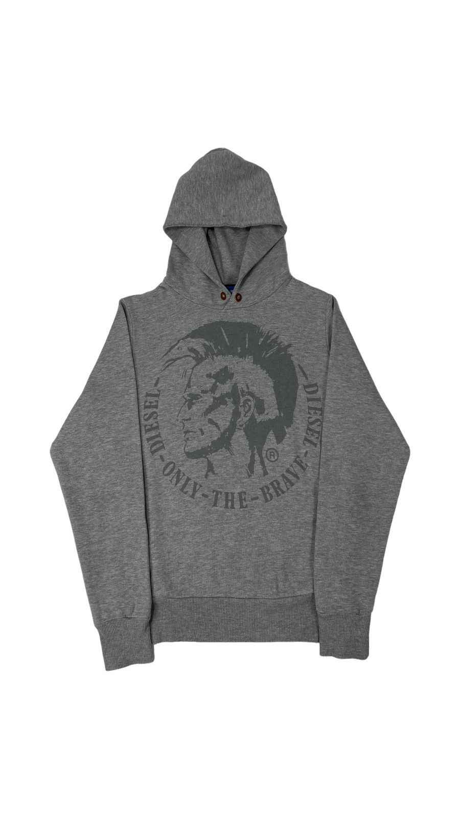 image of Diesel Only The Brave Punk Logo Hoodie in Grey, Men's (Size Medium)