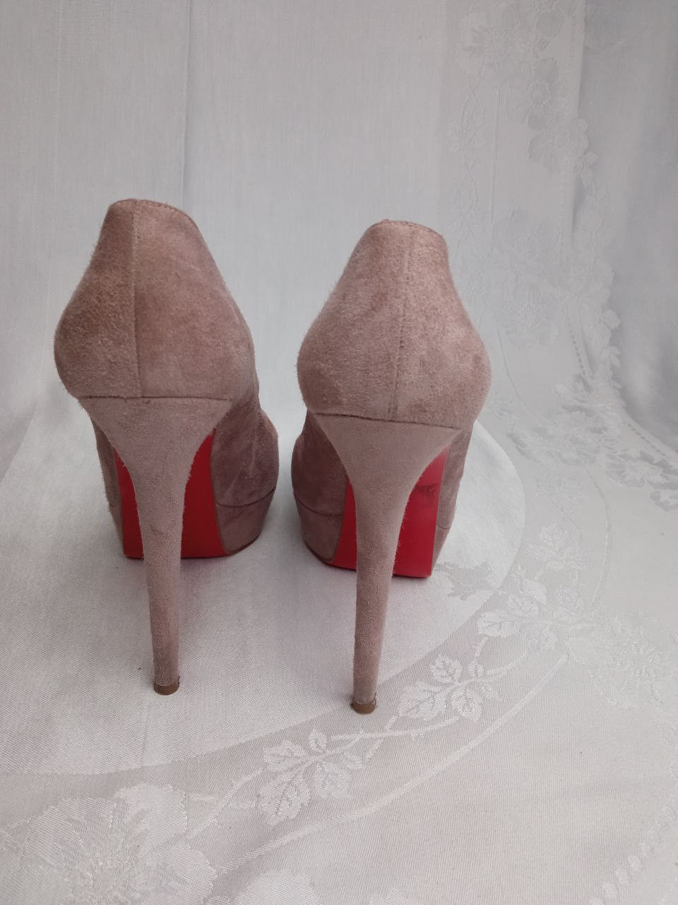 Christian Louboutin Bianca blush suede 140 heel platform pumps Size US 10 / IT 40 - 9 Thumbnail