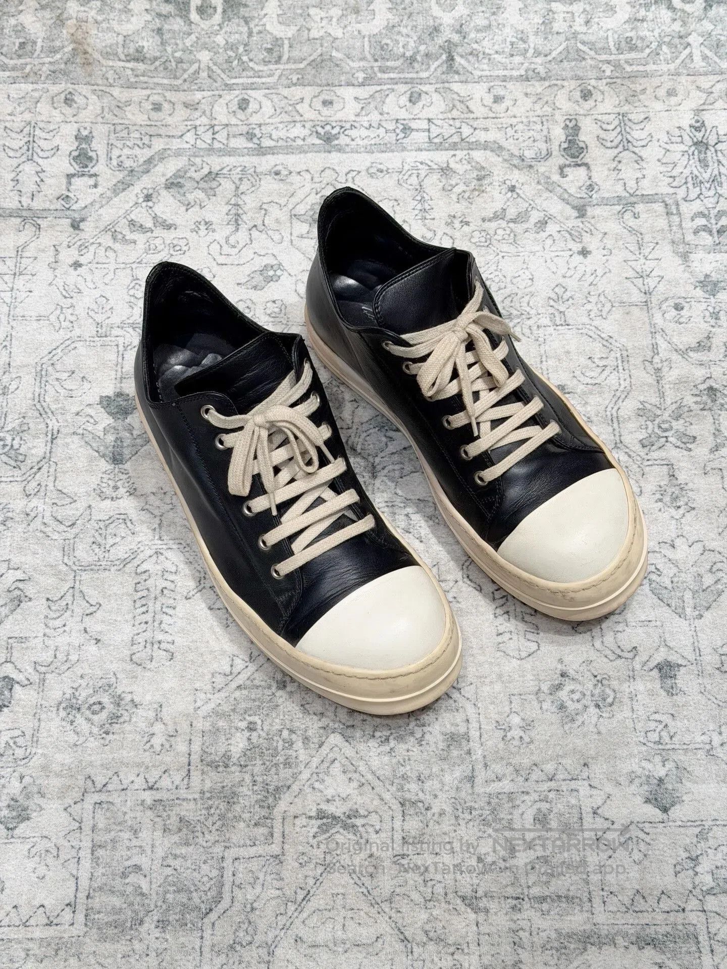 Rick Owens Rick Owens Low-Top Leather Black White. Size US 10 / EU 43 - 1 Thumbnail