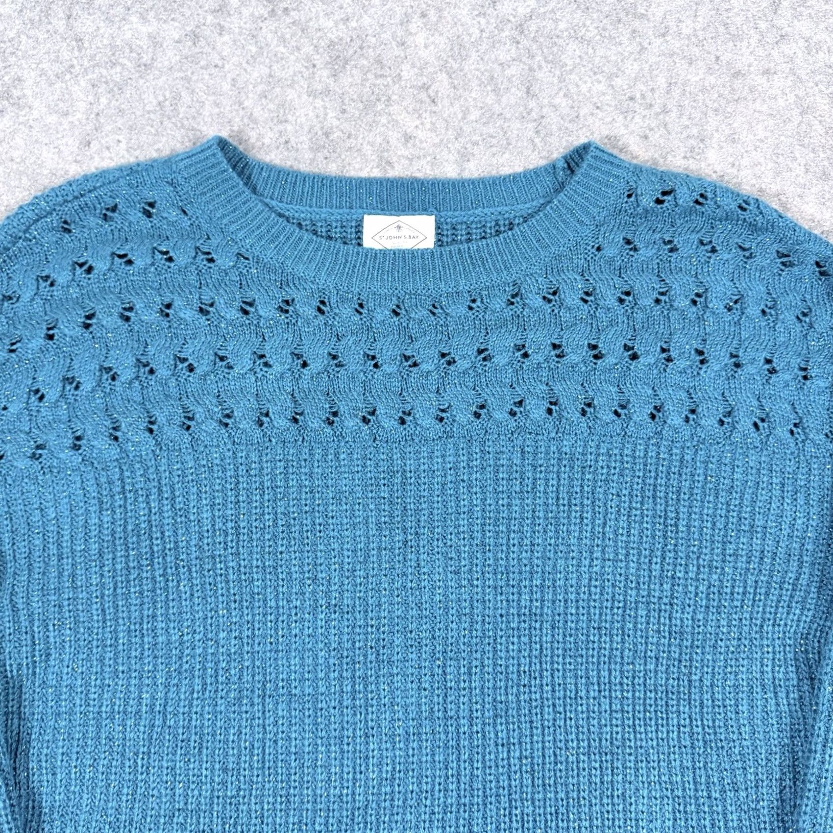 Vintage St. John's Bay Casual Knit Sweater Shirt Women's XL Teal Blue Long Sleeve Knit Pullover Casual Wear 90s Style Mens Womens Size XL / US 12-14 / IT 48-50 - 2 Thumbnail