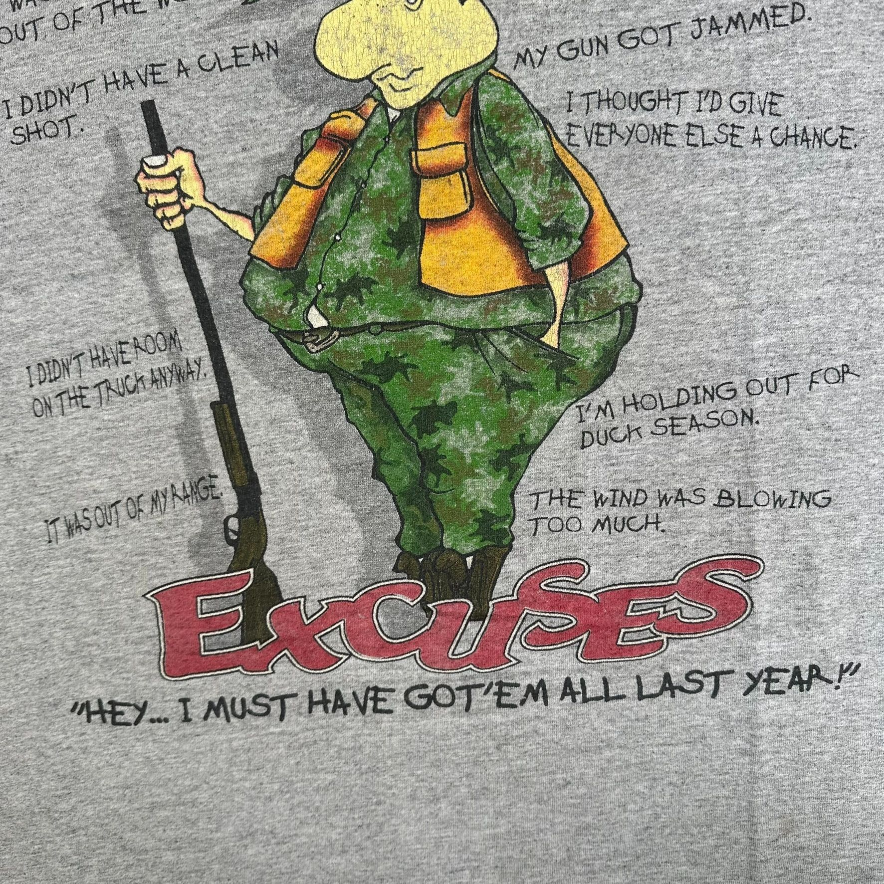 Vintage Vintage 90s Hunting Excuses T-Shirt Funny Outdoor Humor Iron Size US L / EU 52-54 / 3 - 4 Thumbnail