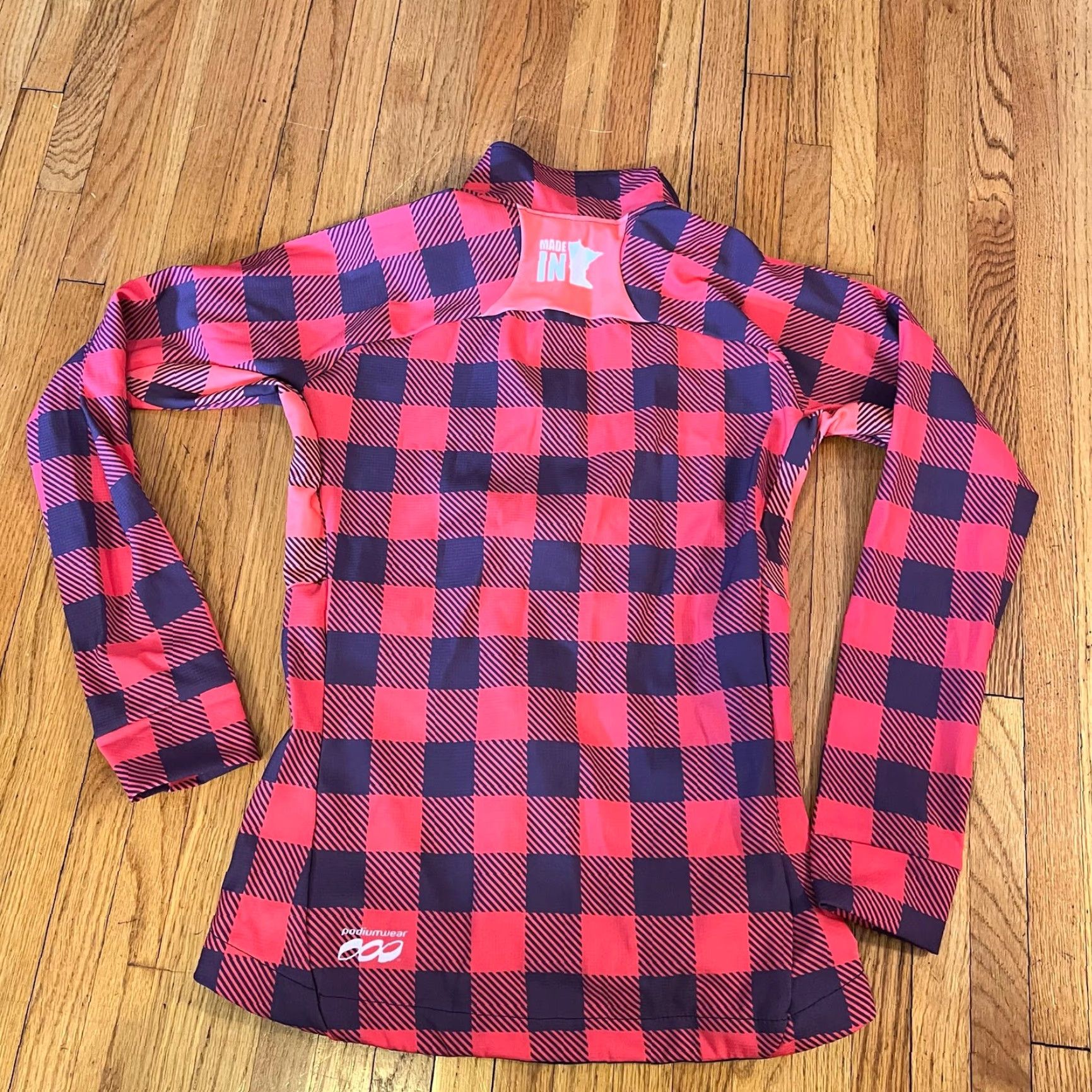 Pinko Podium wear Jacket Womens XS Pink Plaid Full Zip Peformance Cycle Running Coat Size XS / US 0-2 / IT 36-38 - 3 Thumbnail