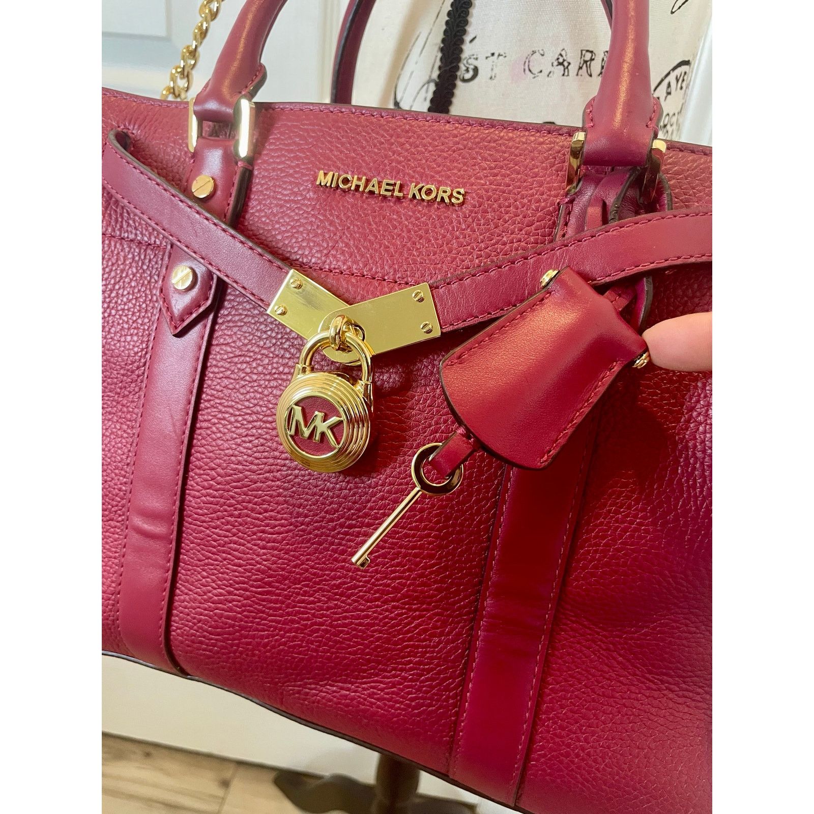 Michael Kors MICHAEL KORS NOUVEAU SATCHEL BAG PADLOCK KEY CROSSBODY BERRY Size ONE SIZE - 2 Thumbnail