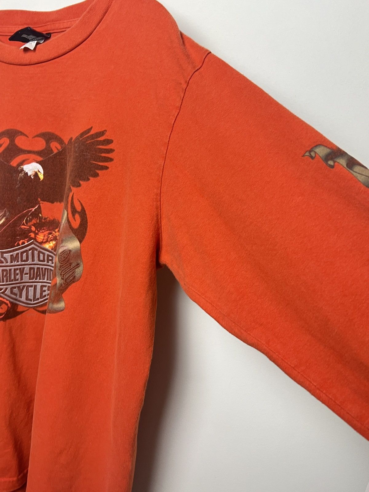 harley davidson y2k prison orange longsleeve vintage l-xl