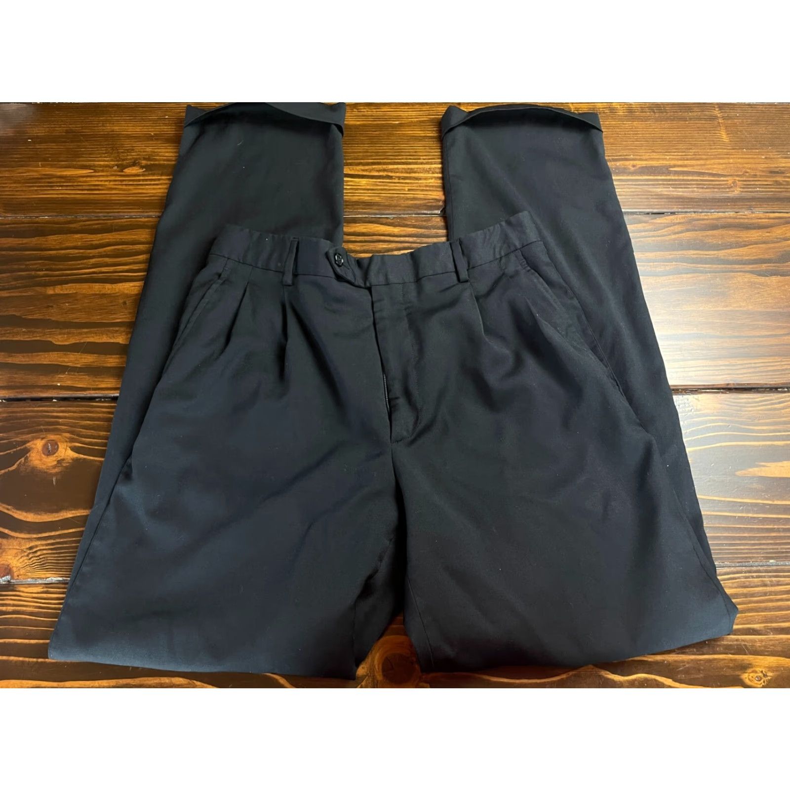 Vintage Kirkland Signature Pants Men's 34x34 Black Dress Pants Cuffed Flat Front Regular Inseam 34 Size US 34 / EU 50 - 2 Thumbnail