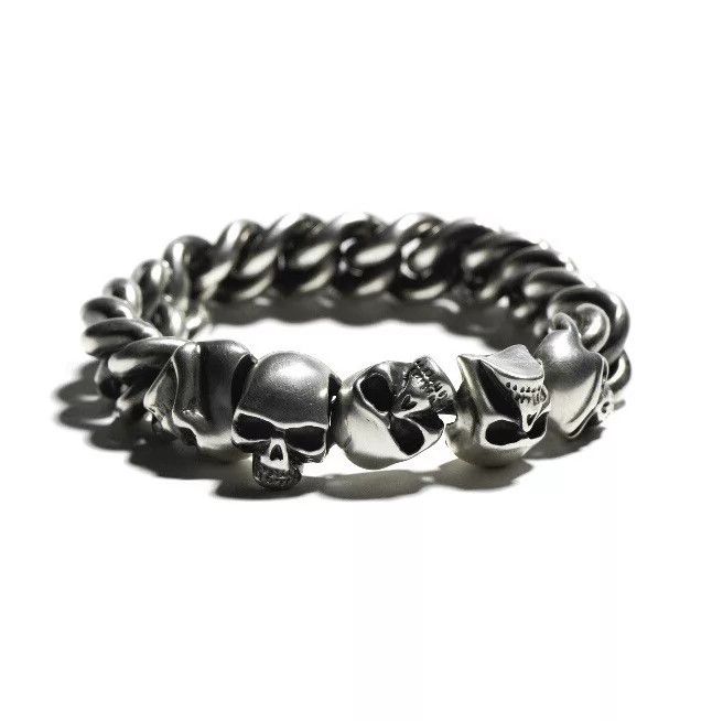 Werkstatt Munchen Werkstatt Munchen M2710 Goth Skull Silver Bracelet S+M Size ONE SIZE - 4 Thumbnail