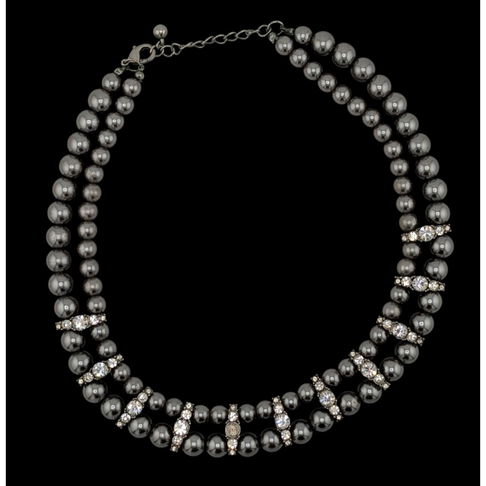 Other Vintage Glam Faux Pearl Double Strand Necklace With Rhinesto Size ONE SIZE - 2 Thumbnail