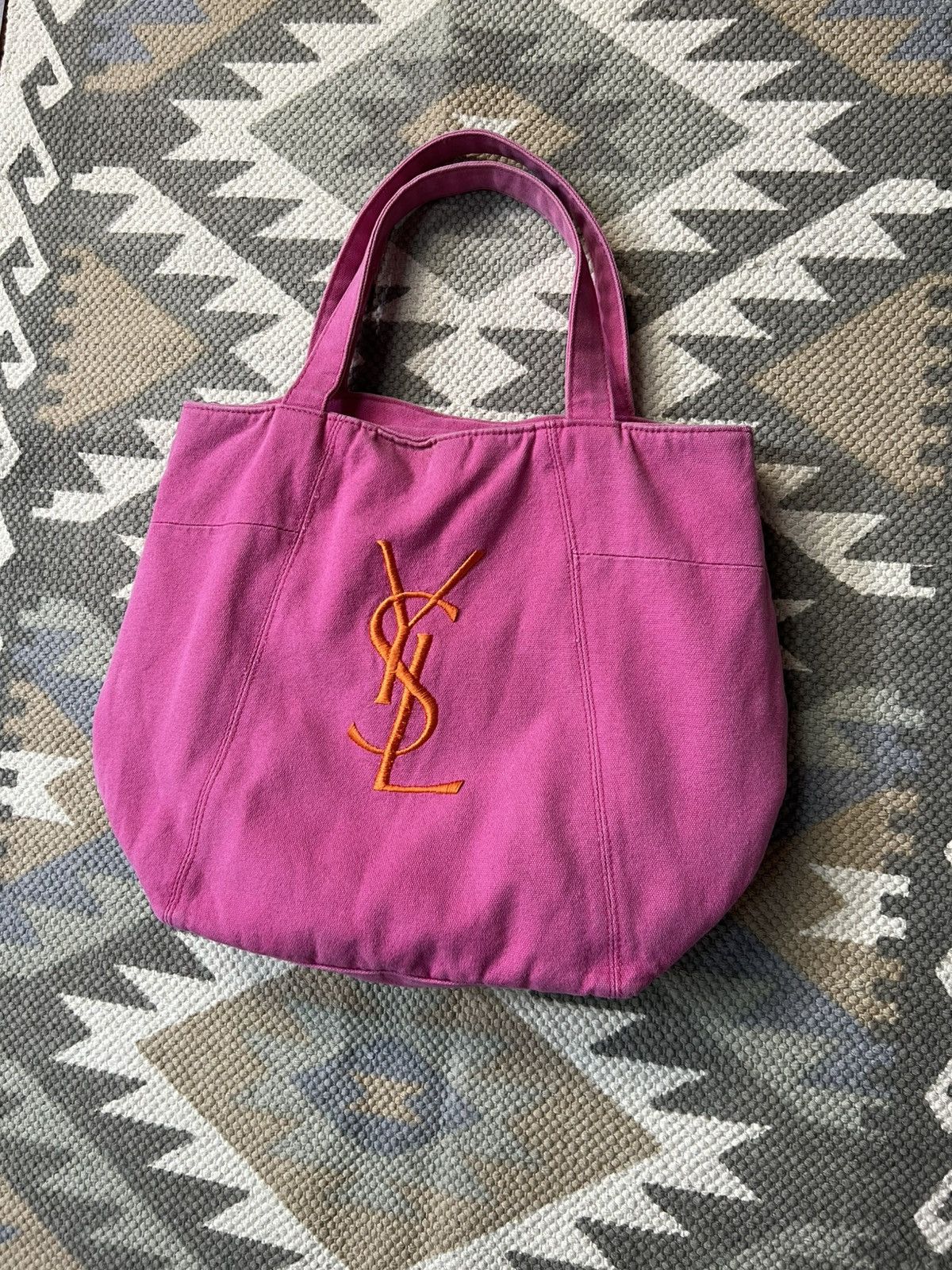 Yves Saint Laurent Yves Saint Laurent YSL Pink Tote Bag Embroidered Logo Size ONE SIZE - 6 Thumbnail