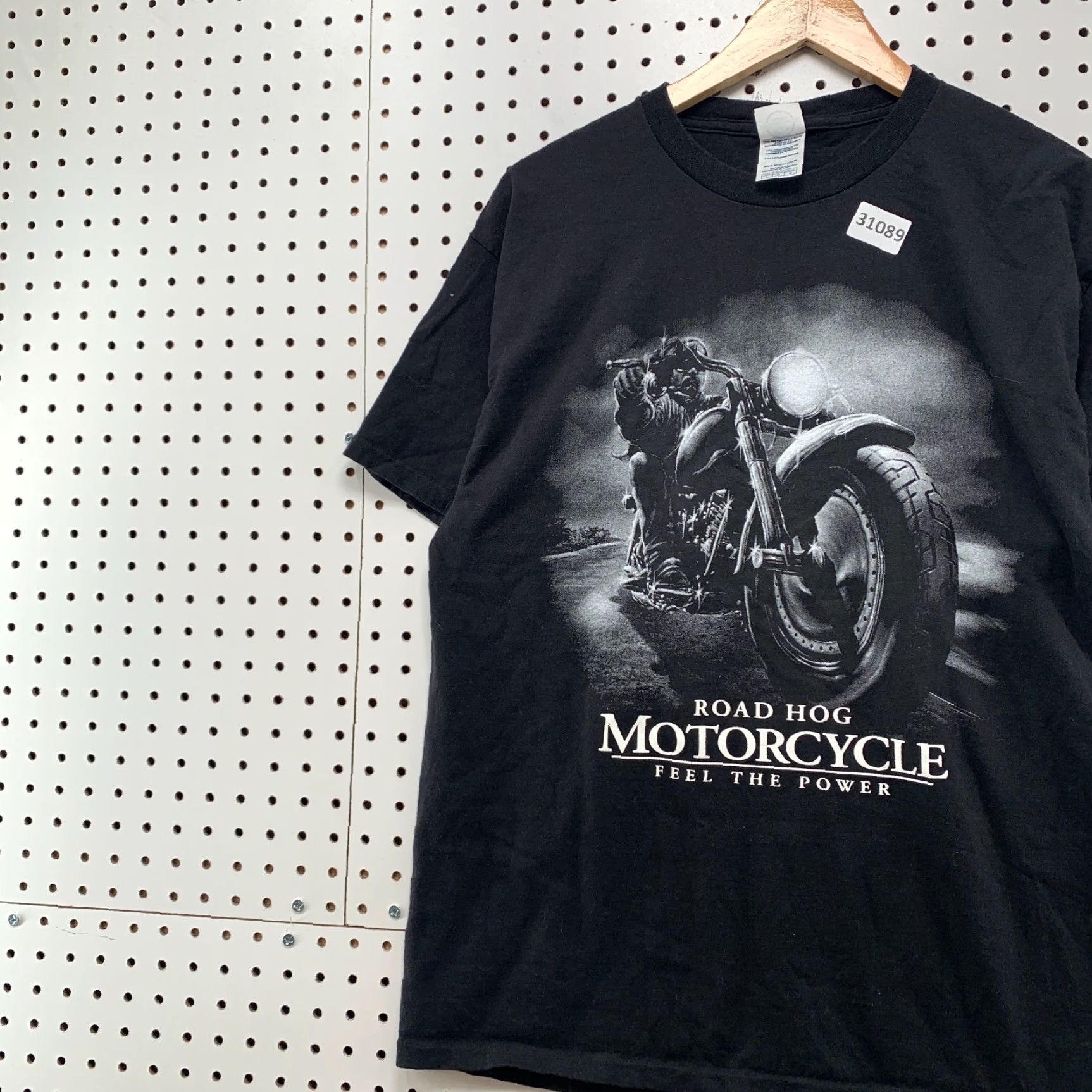 Delta VINTAGE Road Hog Motorcycle Shirt Black Mens Large Feel The Power Graphic 20x28 Size US L / EU 52-54 / 3 - 3 Thumbnail