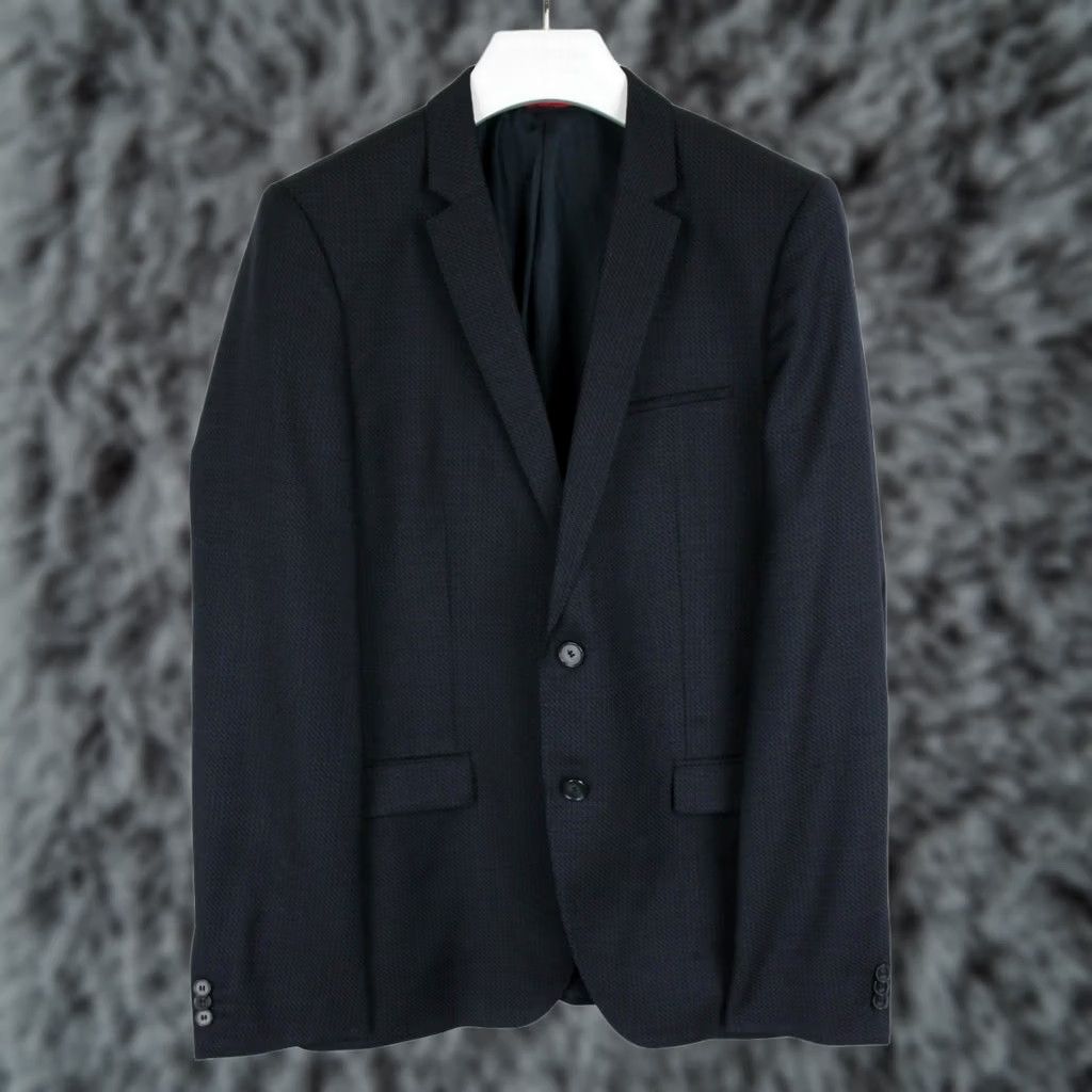 Hugo Boss HUGO BOSS Blazer Arti/Hesten182 Extra Slim Soft Constructed Wool Blue Notch Lapel 2 Buttons Men US 40L Wool Blazer Size 40R - 1 Thumbnail