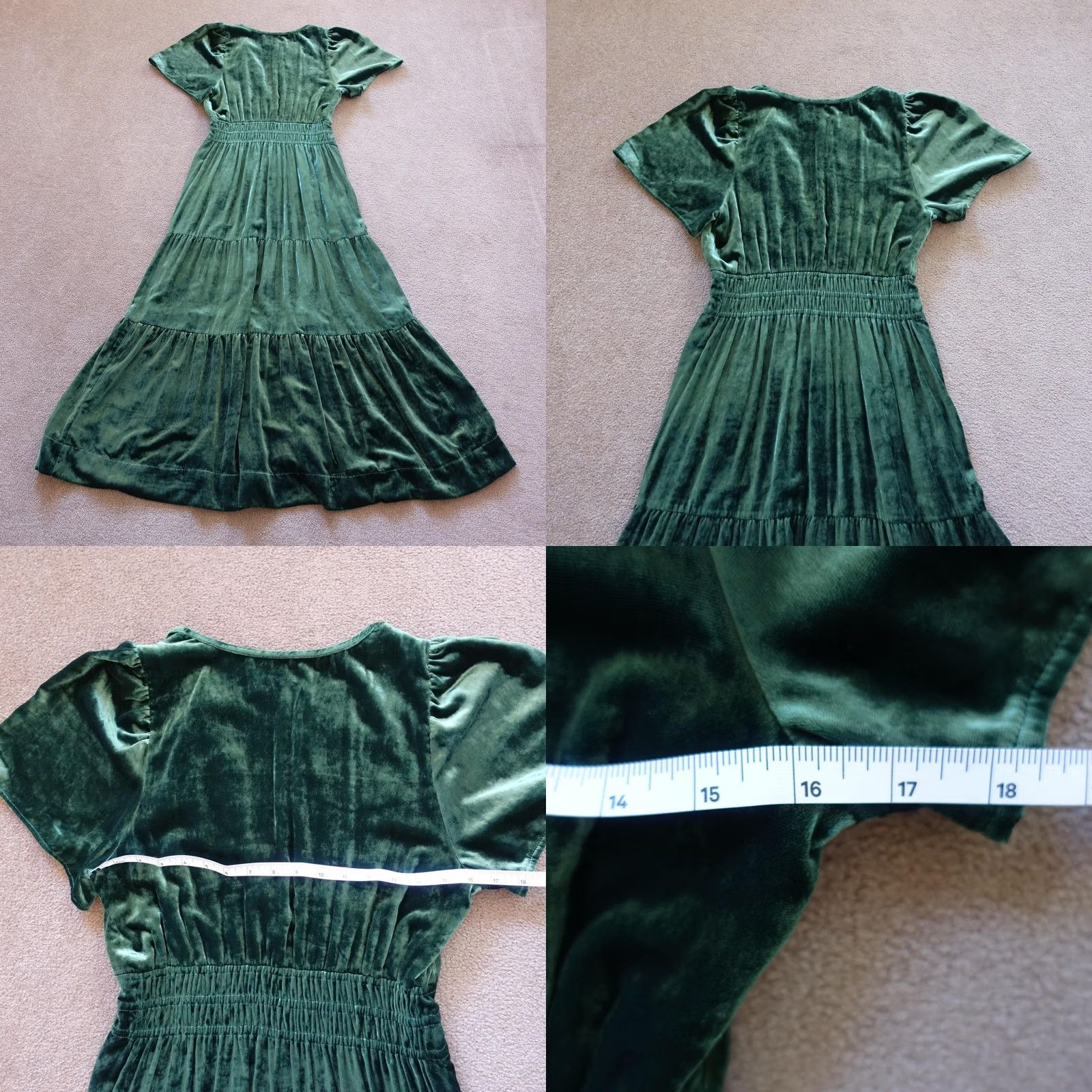 Anthropologie VINTAGE? No. Since not vintage, skip. Anthropologie Dress Womens Medium Green Velvet Maxi Puff Sleeve Pockets Formal Size M / US 6-8 / IT 42-44 - 8 Thumbnail
