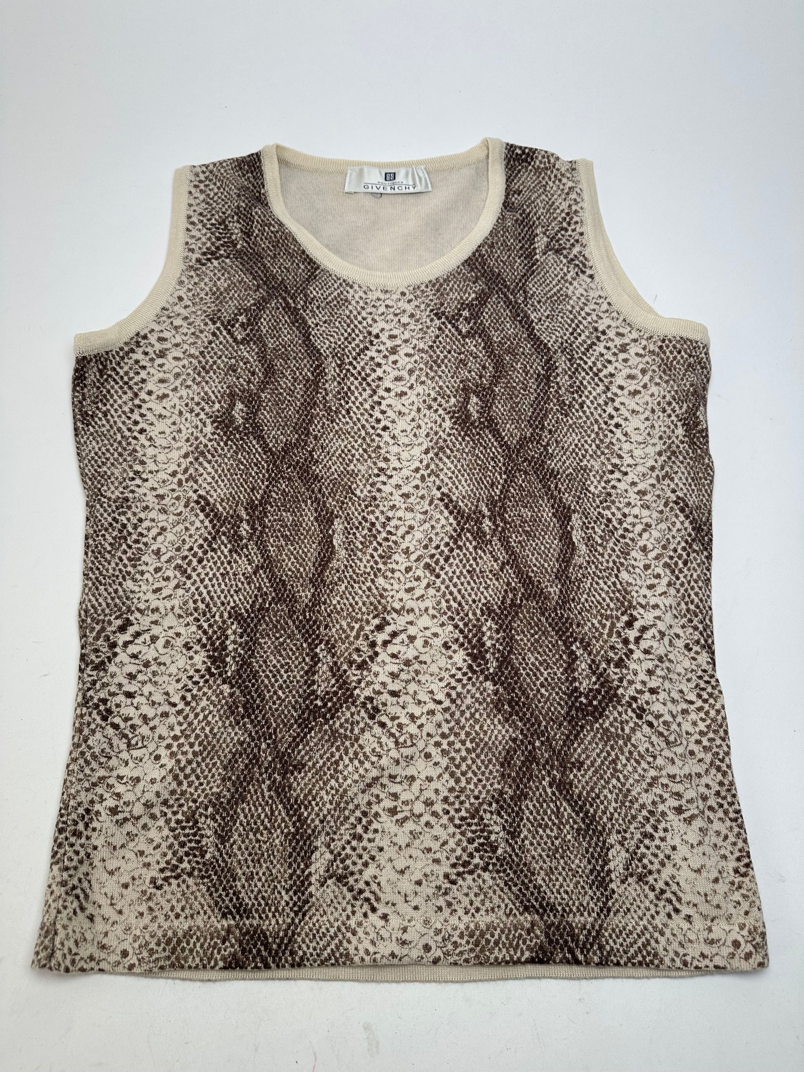 Givenchy Vintage Boutique Snakeskin Print Knit Sleeveless Top Cream B Size M / US 6-8 / IT 42-44 - 1 Thumbnail