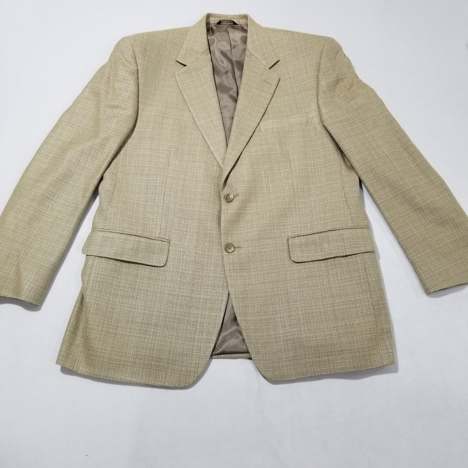 Chaps Chaps Blazer Mens 42R Tan Silk Basketweave Sport Coat Size 42R - 2 Thumbnail
