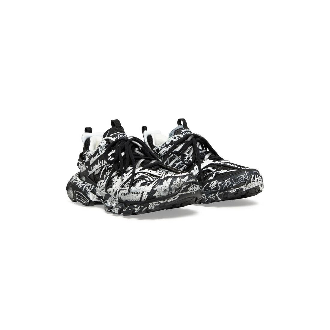 Balenciaga o1tr1nto0825 Track Graffiti Sneakers in Black/White Size US 10 / EU 43 - 2 Thumbnail