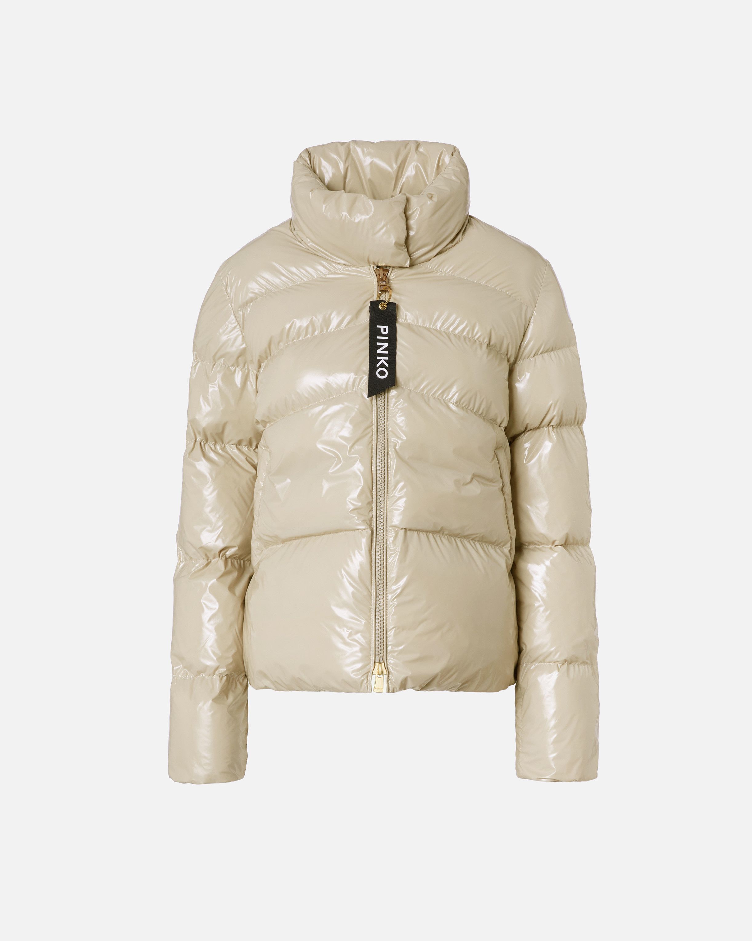 Pinko o1s22i1n0824 Crystal Nylon Down Jacket in Beige Size S / US 4 / IT 40 - 1 Thumbnail