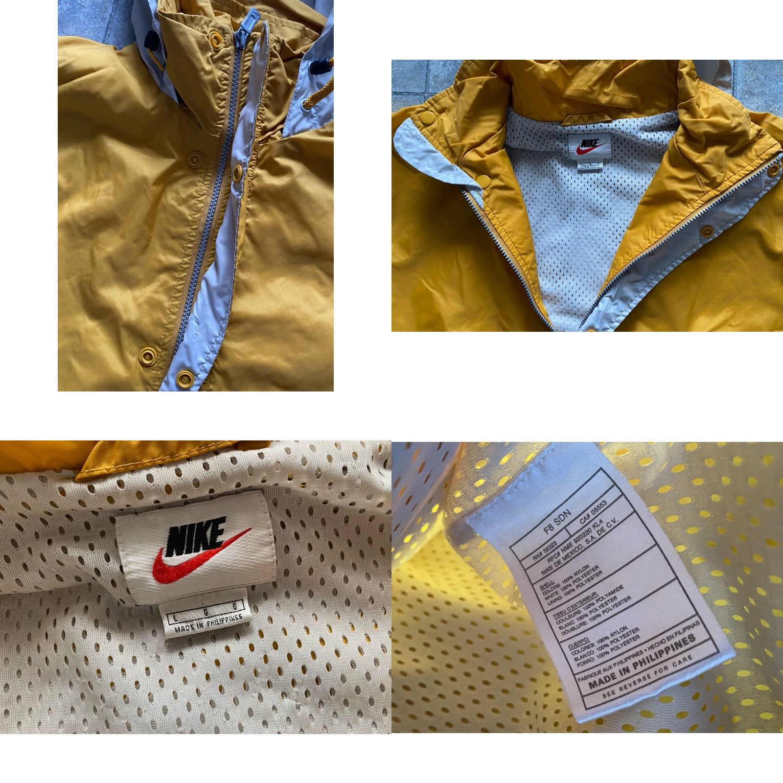 Nike Nike Windbreaker Jacket Men L Yellow Hooded Pockets Zipped Pockets Front Pocket Back Vents nylon polyester Regular Size US L / EU 52-54 / 3 - 9 Thumbnail