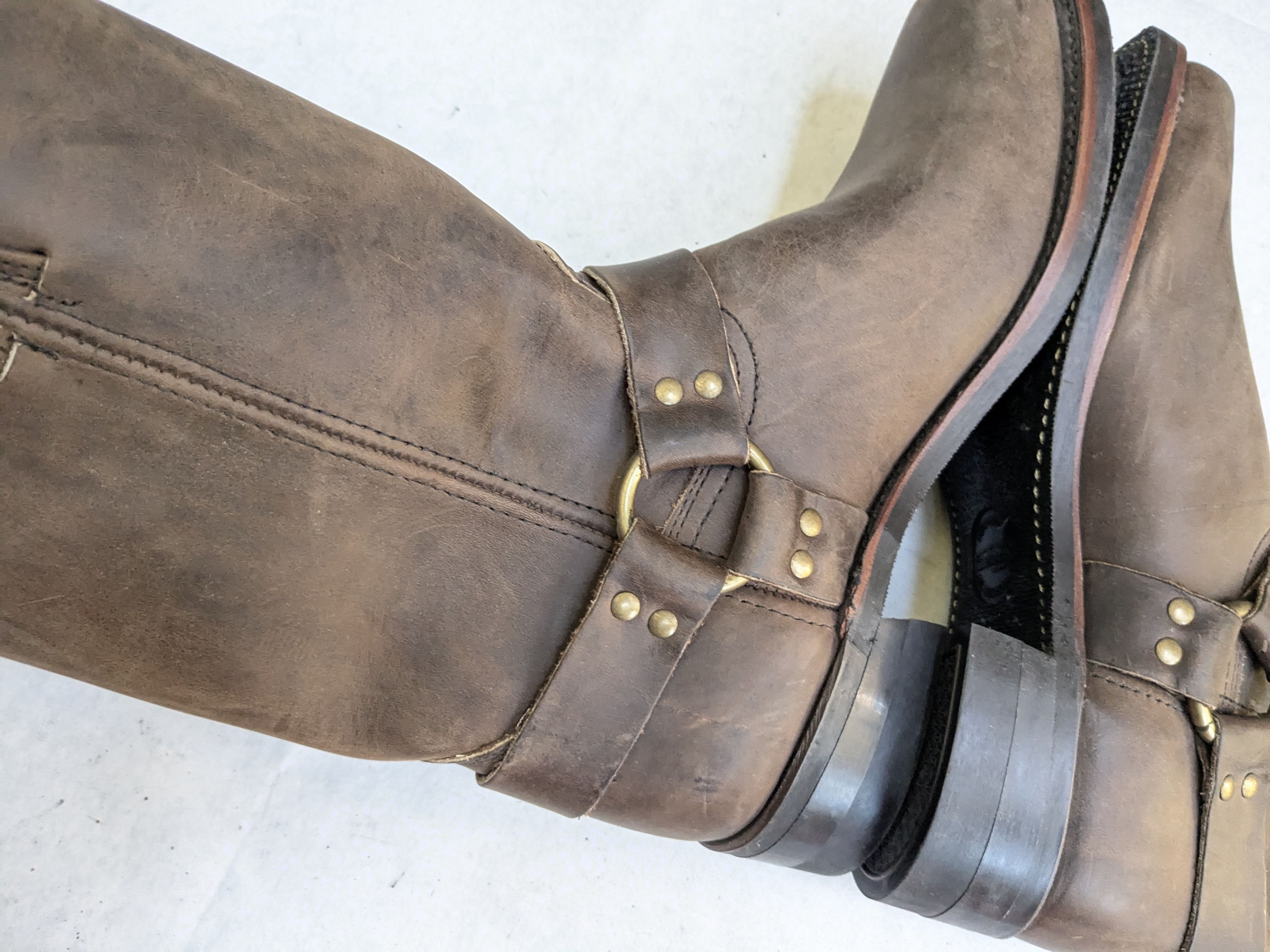 Frye Frye Harness Boots Brown 12 M Leather Buckle Strap Size US 12 / EU 45 - 14 Thumbnail