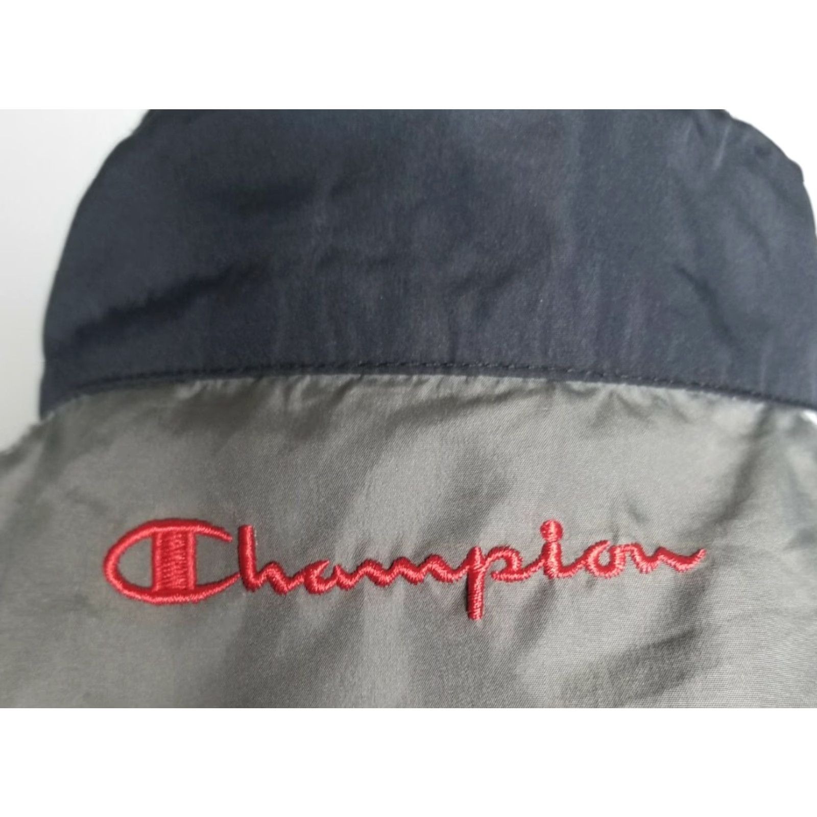 Champion VINTAGE Champion Windbreaker Vest Mens L Full Zip Gray Black Red 1990s Logo 80s College Sports University Dad Hip Hop Size US L / EU 52-54 / 3 - 5 Thumbnail