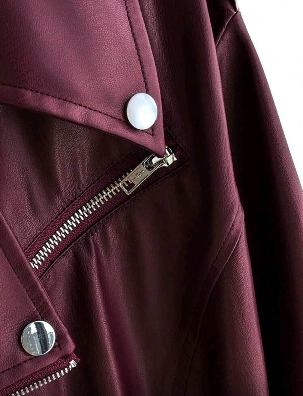 Other Women’s Burgundy Faux Leather Biker Jacket 🍷🔥 Size M / US 6-8 / IT 42-44 - 4 Thumbnail