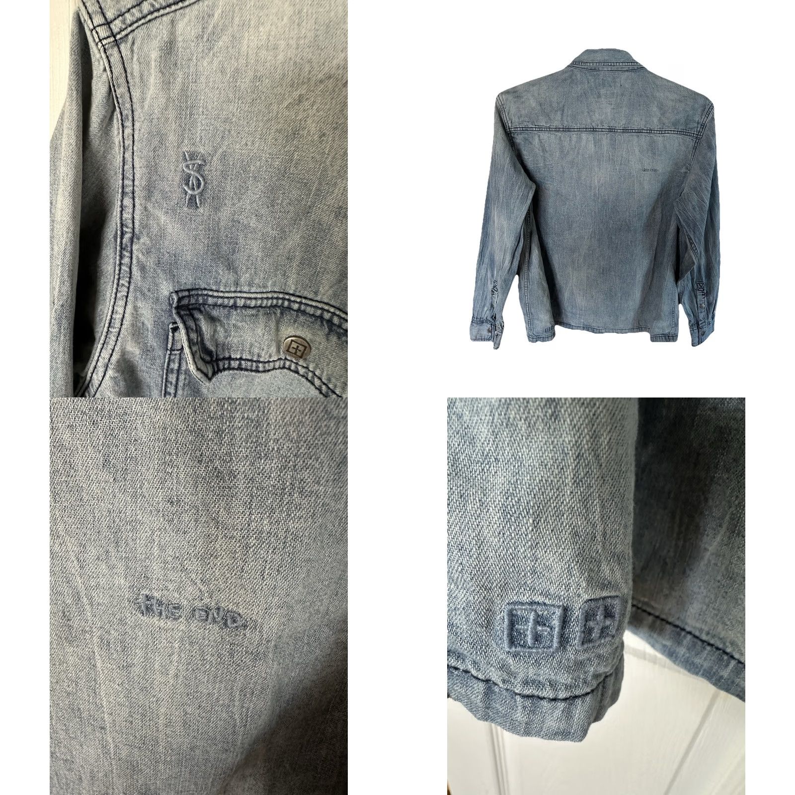 Ksubi Ksubi Shirt Denim Button-Up Long Sleeve Collared Snap Blue Light Washed Scorpion Overshirt XL Mens Regular Pocketed Size US XL / EU 56 / 4 - 8 Thumbnail