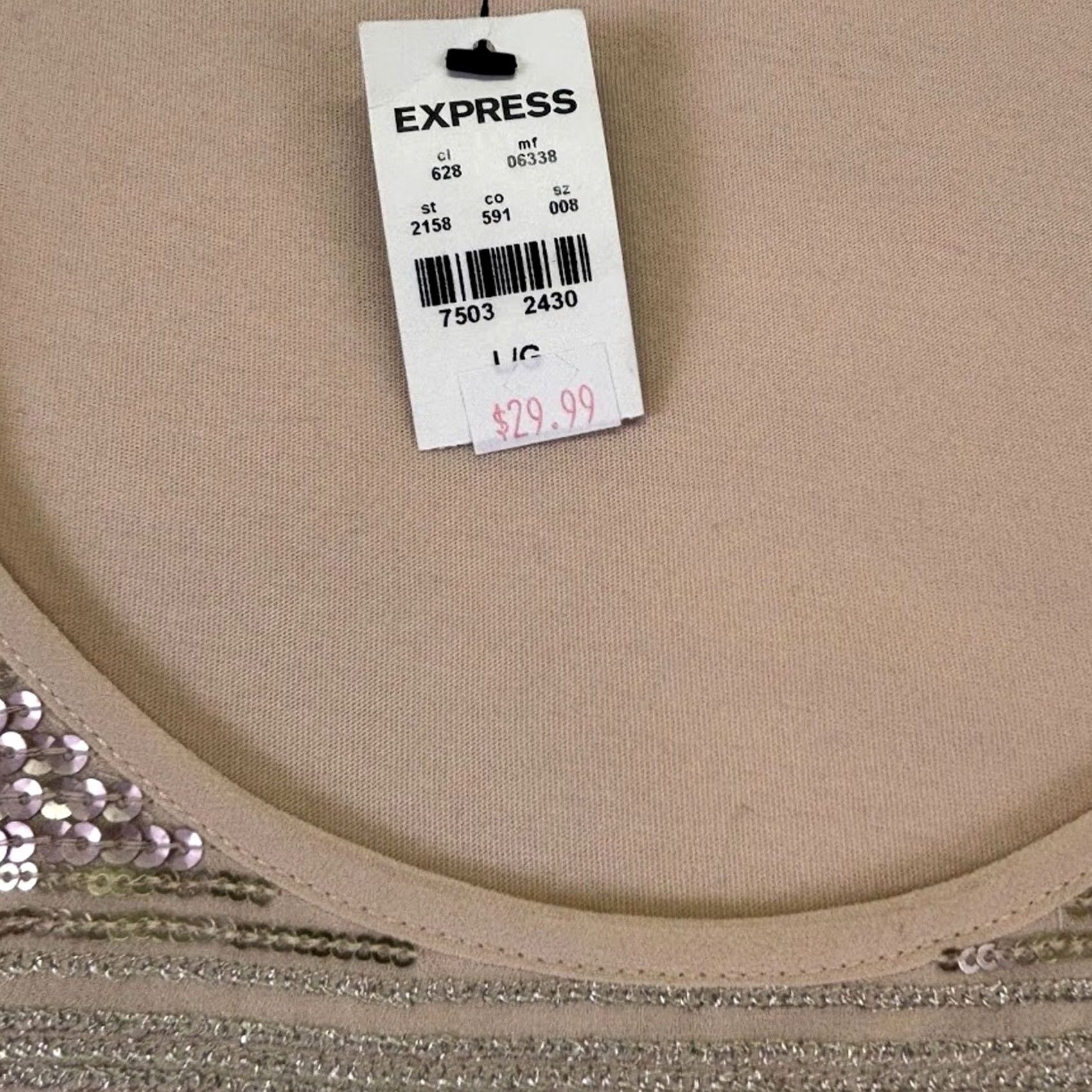 Express Express Metallic Sequin Embellished Gold Tank Regular Size L Size L / US 10 / IT 46 - 6 Thumbnail