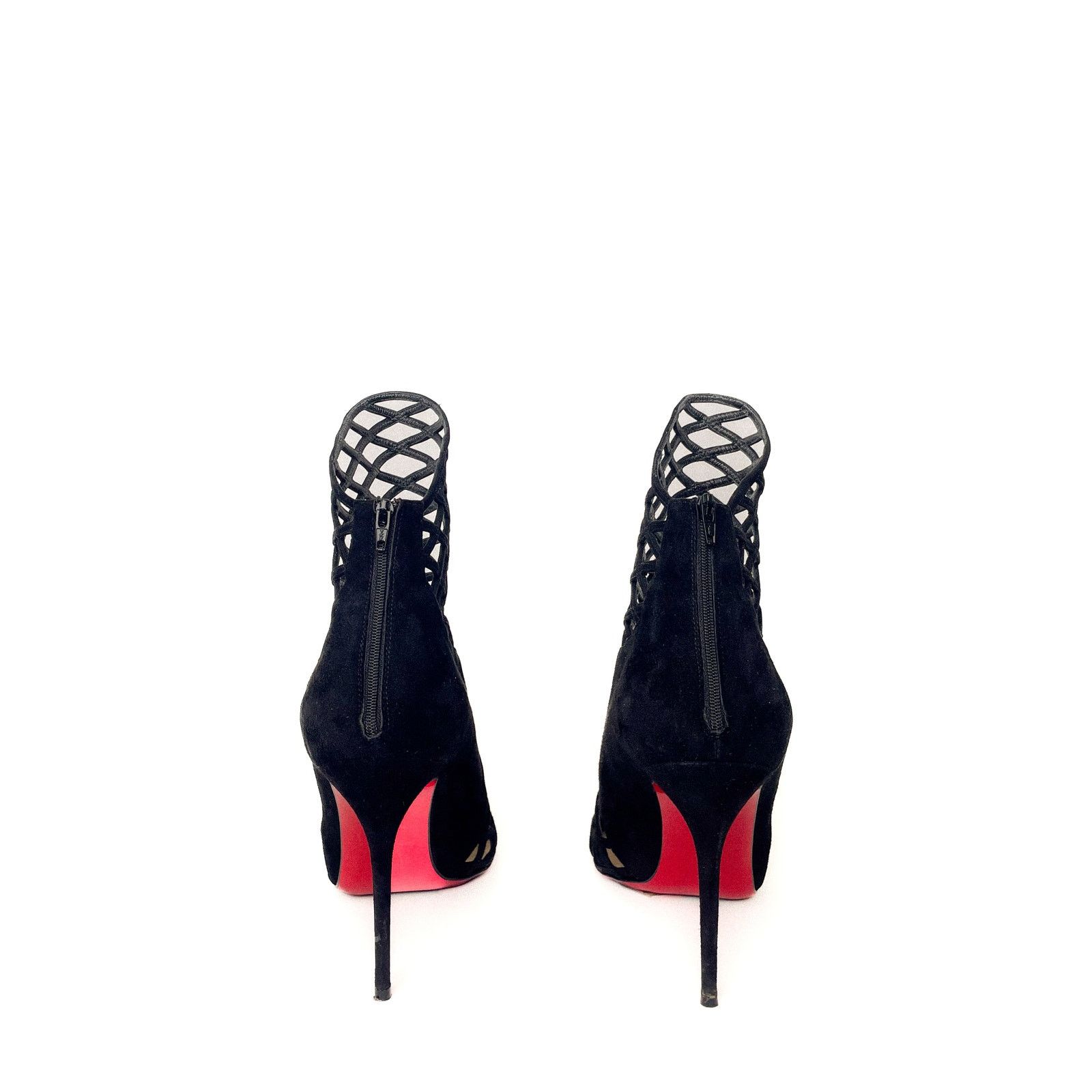 Christian Louboutin Black Suede Bouglione Cage Ankle Boots, Stiletto Heels Size US 9 / IT 39 - 4 Thumbnail